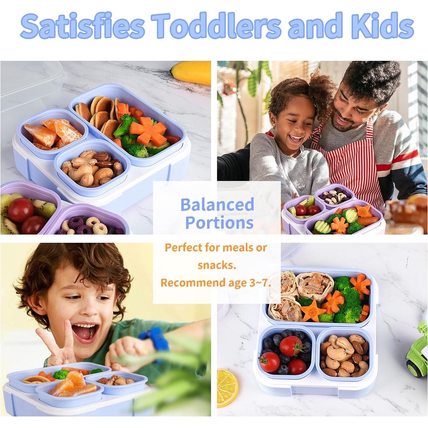 Genteen Caja de Almuerzo para Niños Azul 3 Compartimentos