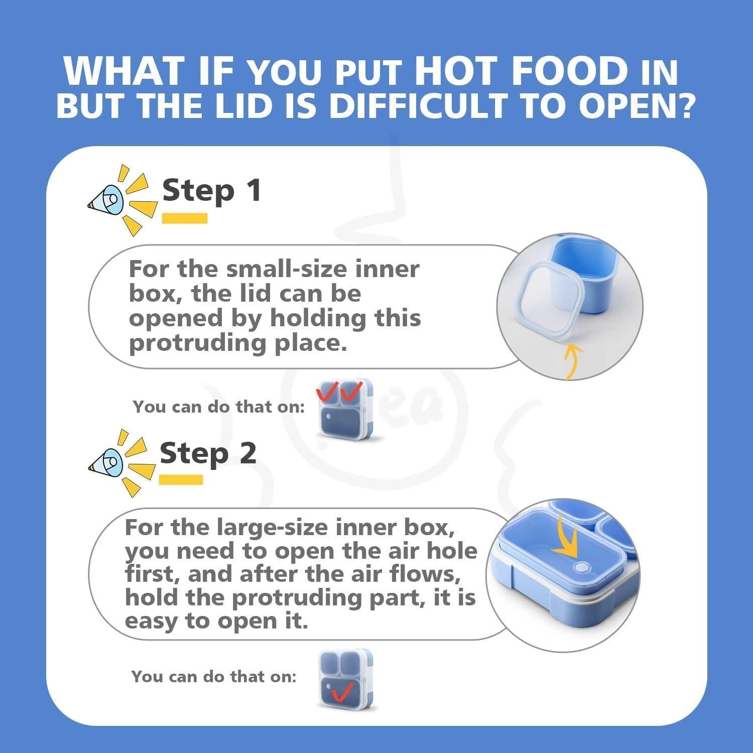 Genteen Caja de Almuerzo para Niños Azul 3 Compartimentos