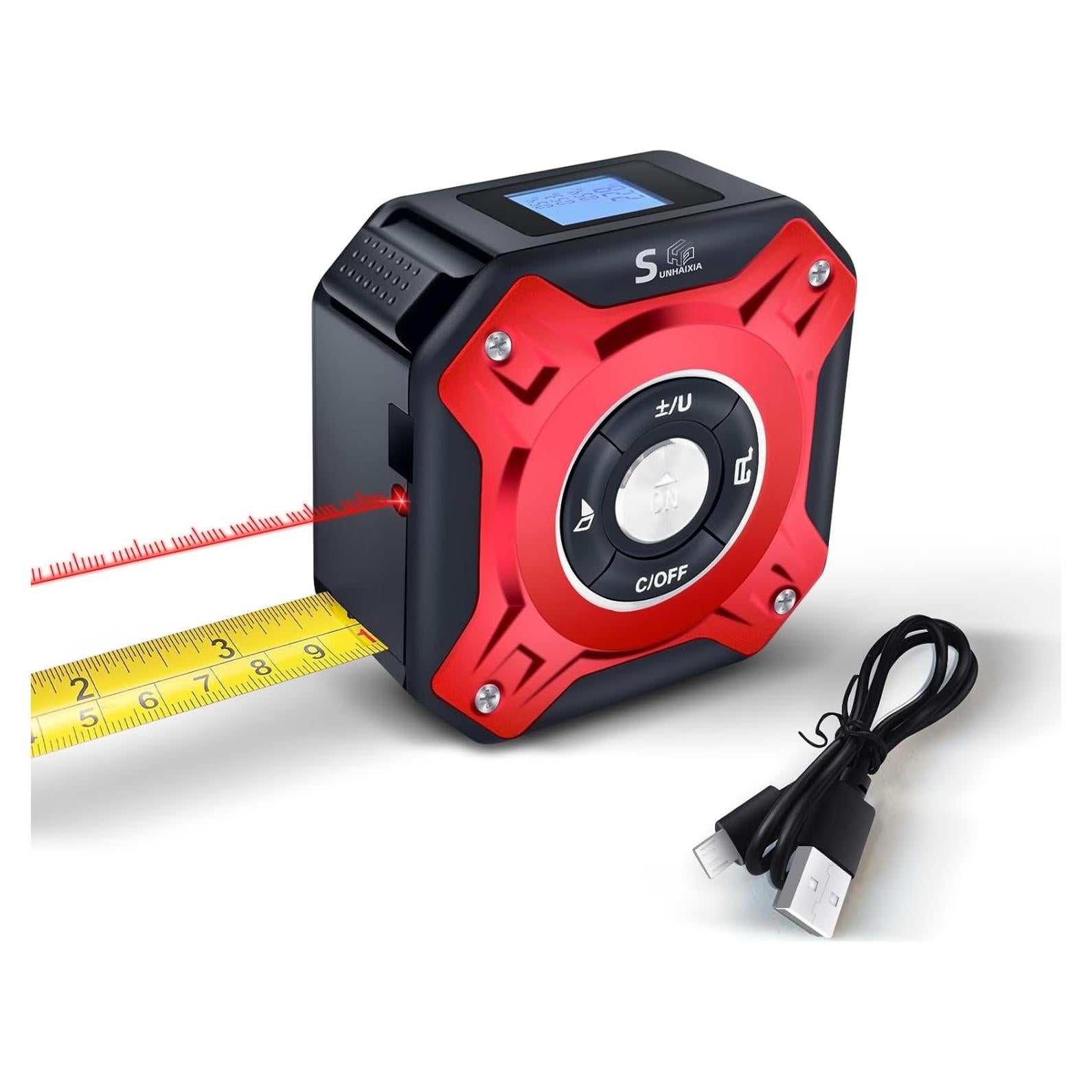 Cinta Métrica Láser SUNHAIXIA 2 en 1 40m y 5m Auto-bloqueo