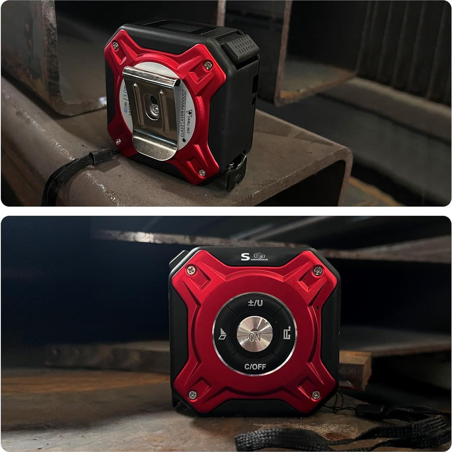 Cinta Métrica Láser SUNHAIXIA 2 en 1 40m y 5m Auto-bloqueo