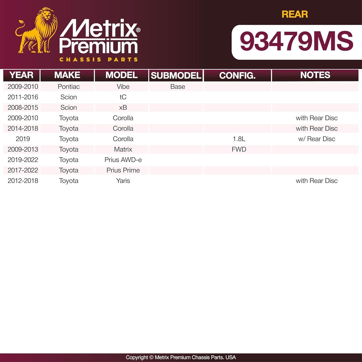 Pastillas de Freno Semimetálicas Metrix D1354 para Toyota y Scion