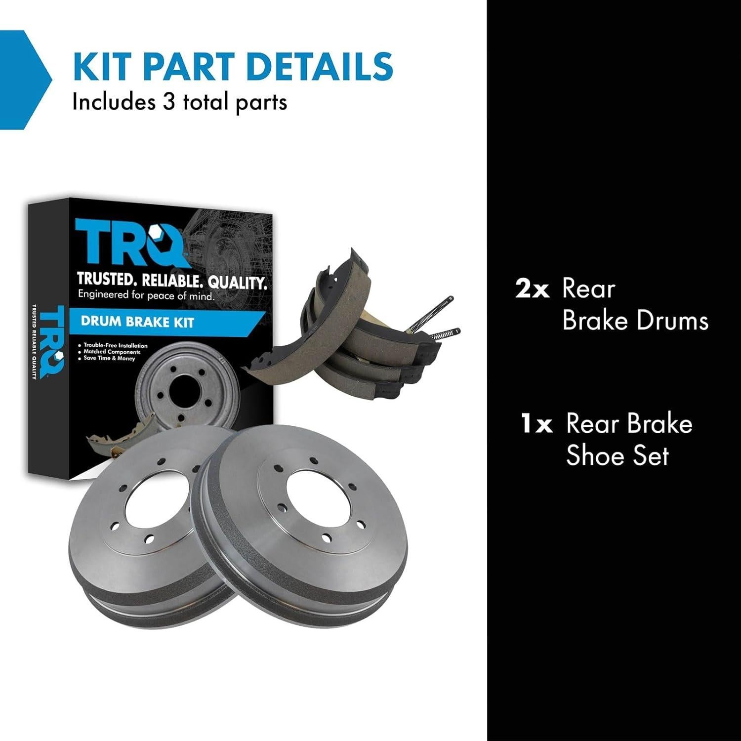 TRQ Rear Brake Drum & Shoe Kit Compatible with Colorado Canyon i-280 i-290 i-350 Pickup