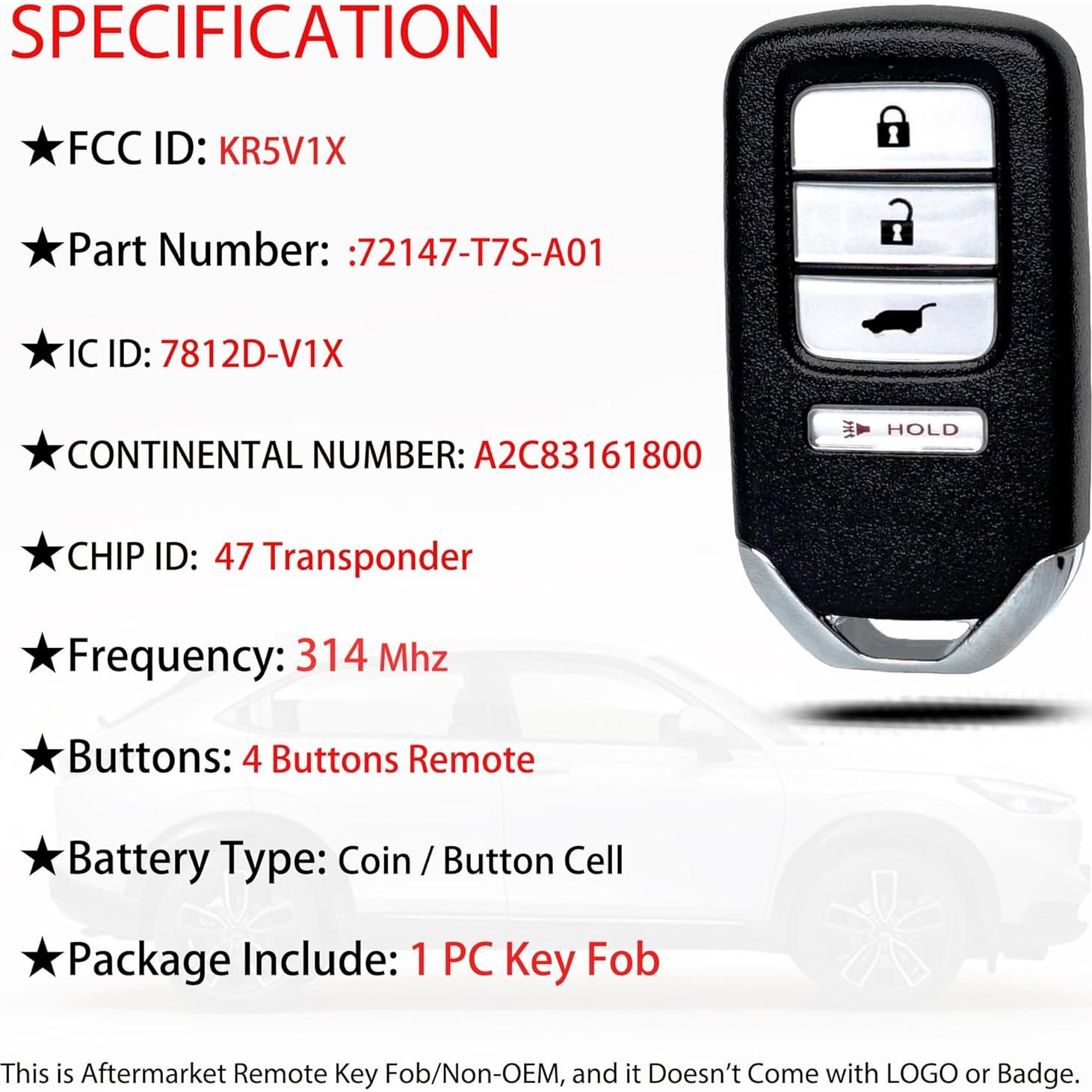 Llave remota MechanMagic para Honda HR-V 2016-2022