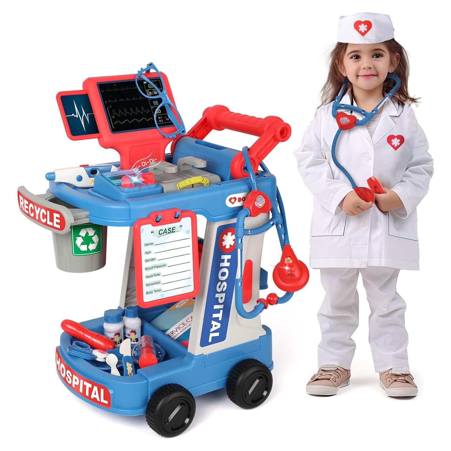Kit de Doctor Liberry para Niños 3-5 Años con Carrito y Estetoscopio