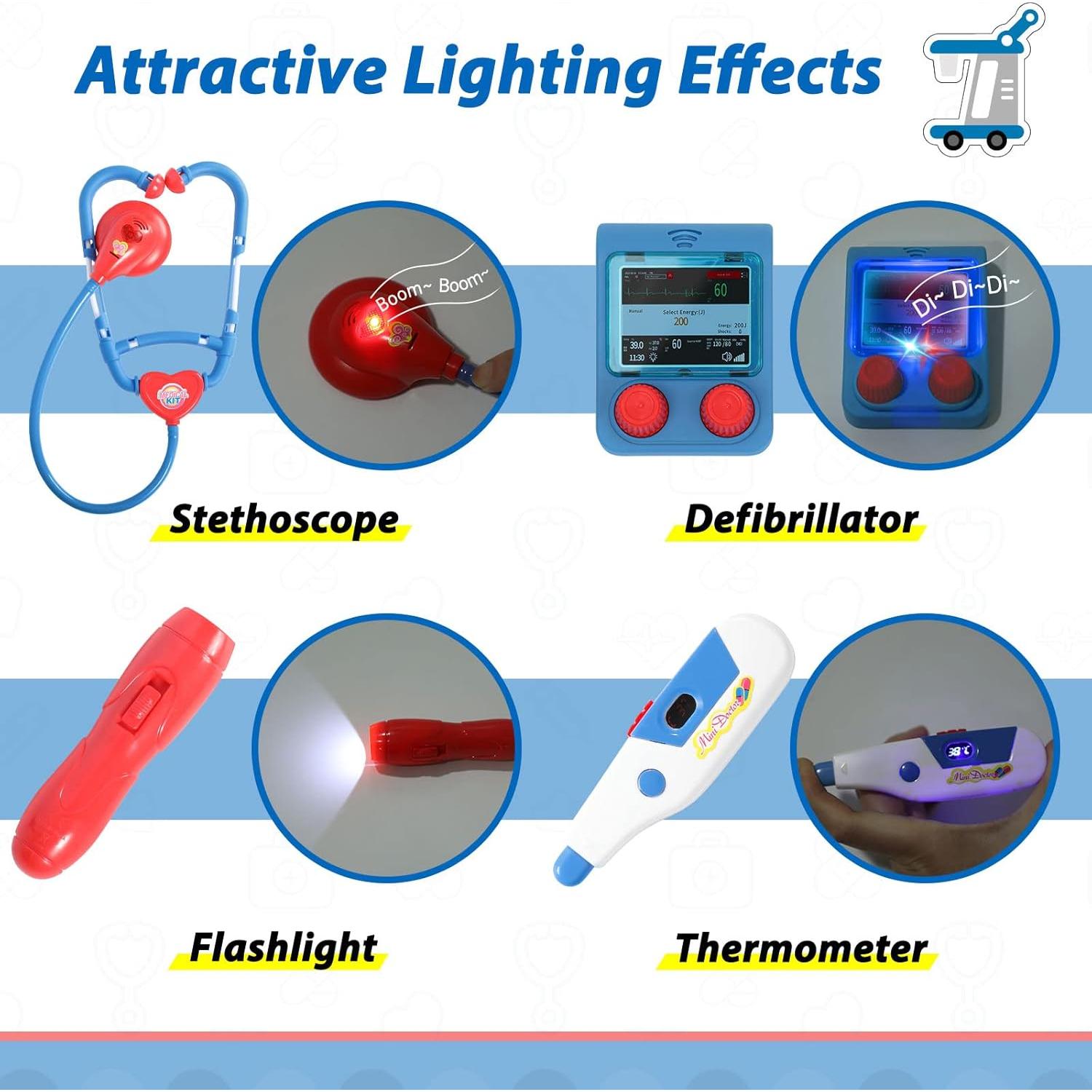 Kit de Doctor Liberry para Niños 3-5 Años con Carrito y Estetoscopio