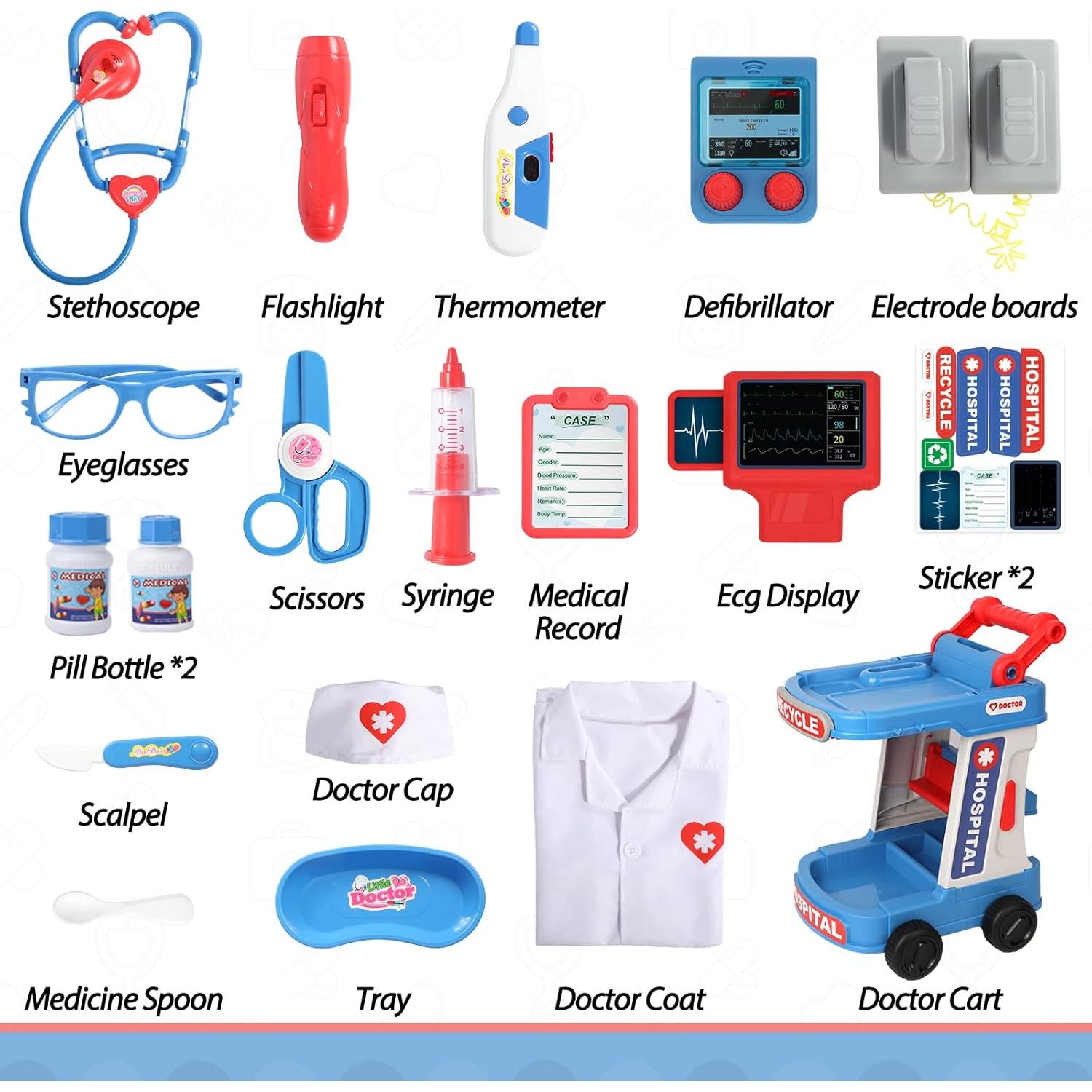 Kit de Doctor Liberry para Niños 3-5 Años con Carrito y Estetoscopio
