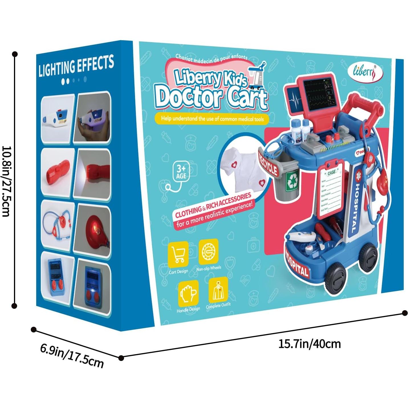 Kit de Doctor Liberry para Niños 3-5 Años con Carrito y Estetoscopio