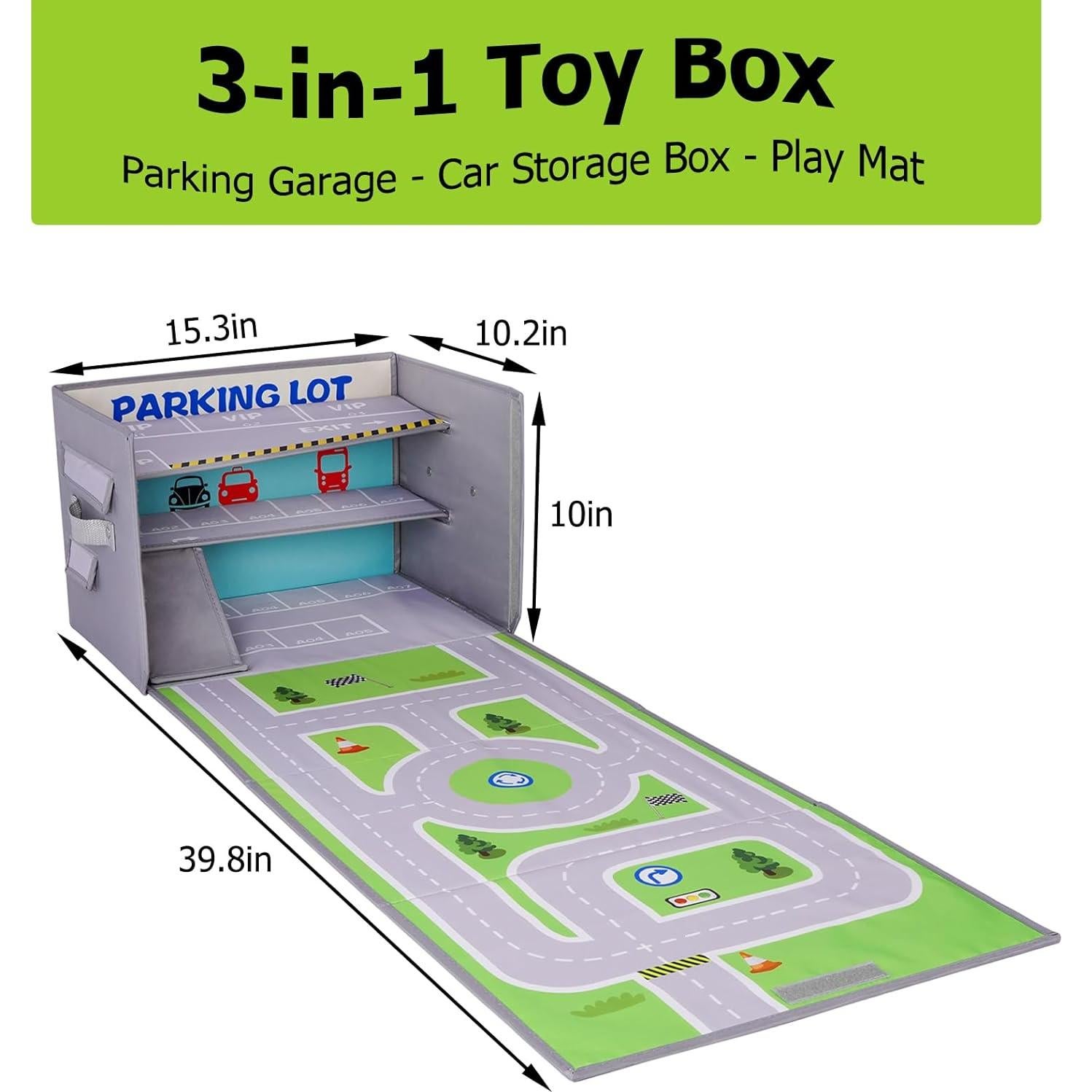 Caja de Garaje Livememory 3 en 1 para Coches de Juguete