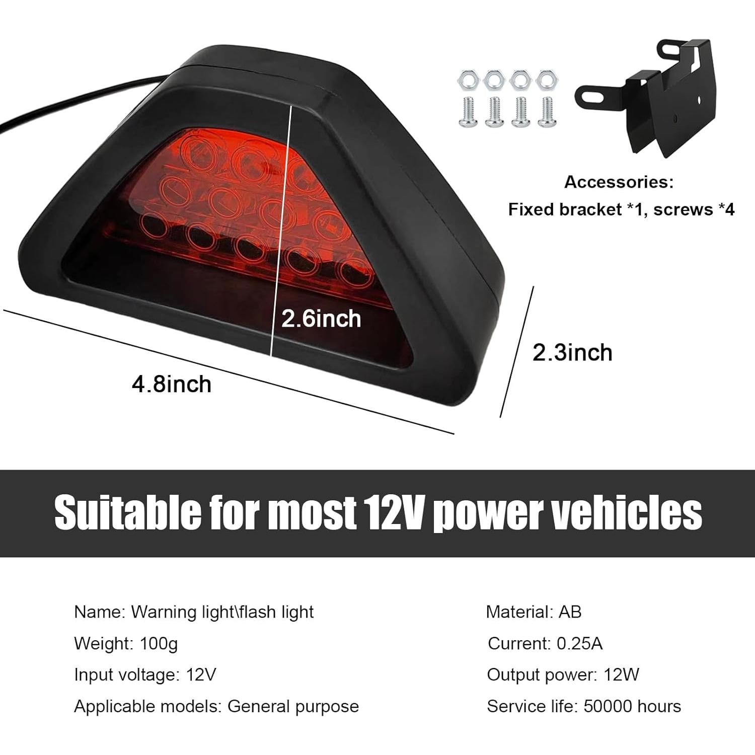 Luz de Freno Estilo F1 Suvnie 12 LED Impermeable Rojo