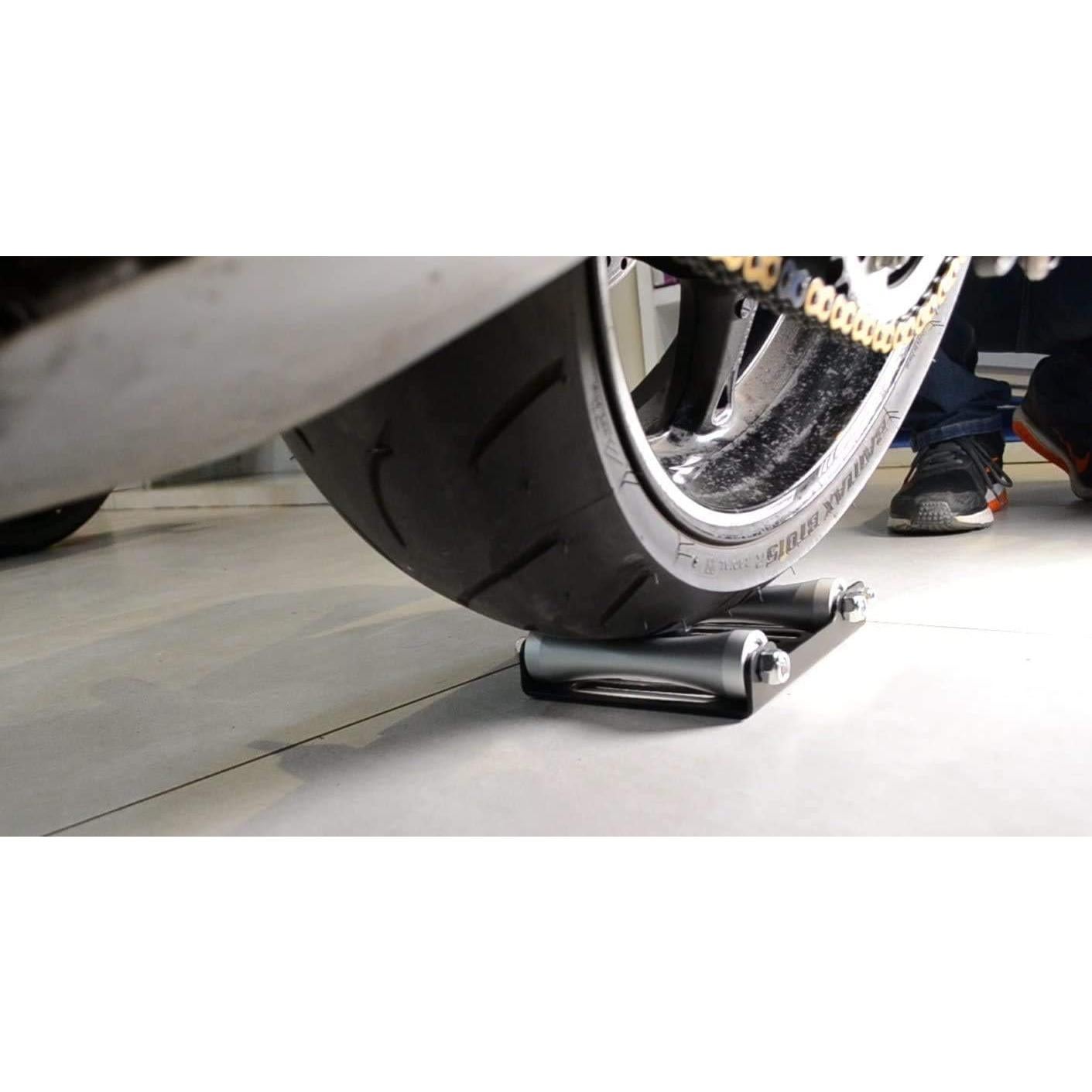 GRAND PITSTOP Motorcycle & Powersports Maintainence Stand Wheel Cleaning Wheel Roller Stand for tire Cleaning & Chain Lubrication - Groller Large (Bikes < 600 lb & Tire Width <240 mm)