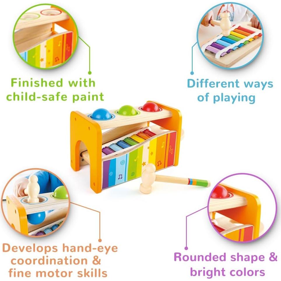 Banco de Golpes Hape con Xilófono Amarillo - Juguete Musical