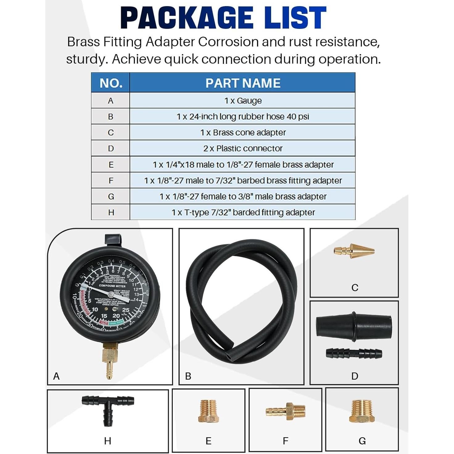Kit Medidor de Vacío y Bomba de Combustible DASBET 10 PSI