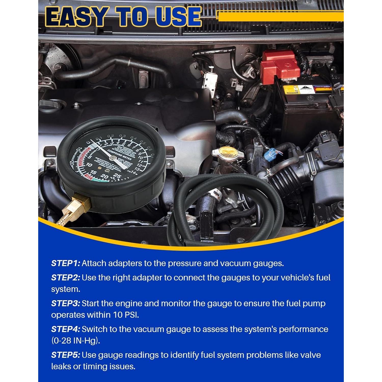 Kit Medidor de Vacío y Bomba de Combustible DASBET 10 PSI