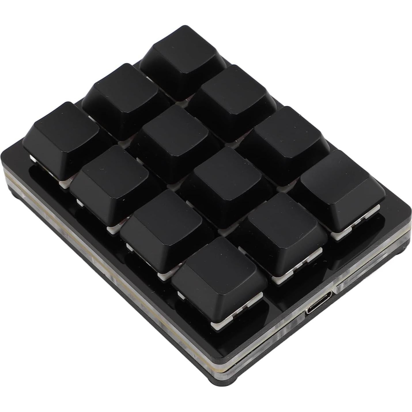 RGB Mini 12 Key Gaming Keyboard, USB C Wired Macro Mechanical Keypad, Red Switch, Shortcut Custom Gaming Keyboard PC Keypad Key Board for Office Work Game (Black)