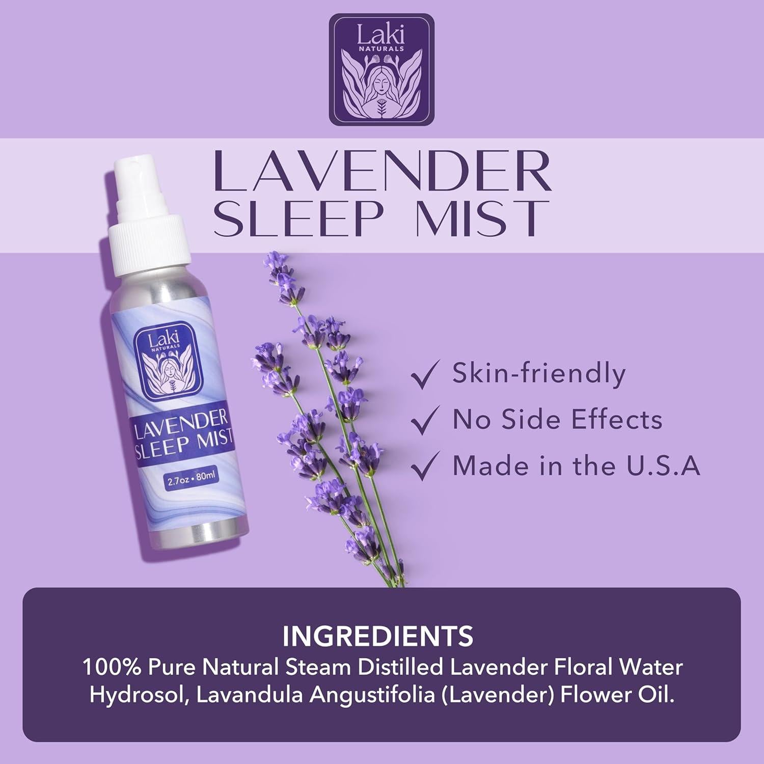 Spray para Dormir Laki Naturals Lavanda 76.5ml + 29.6ml