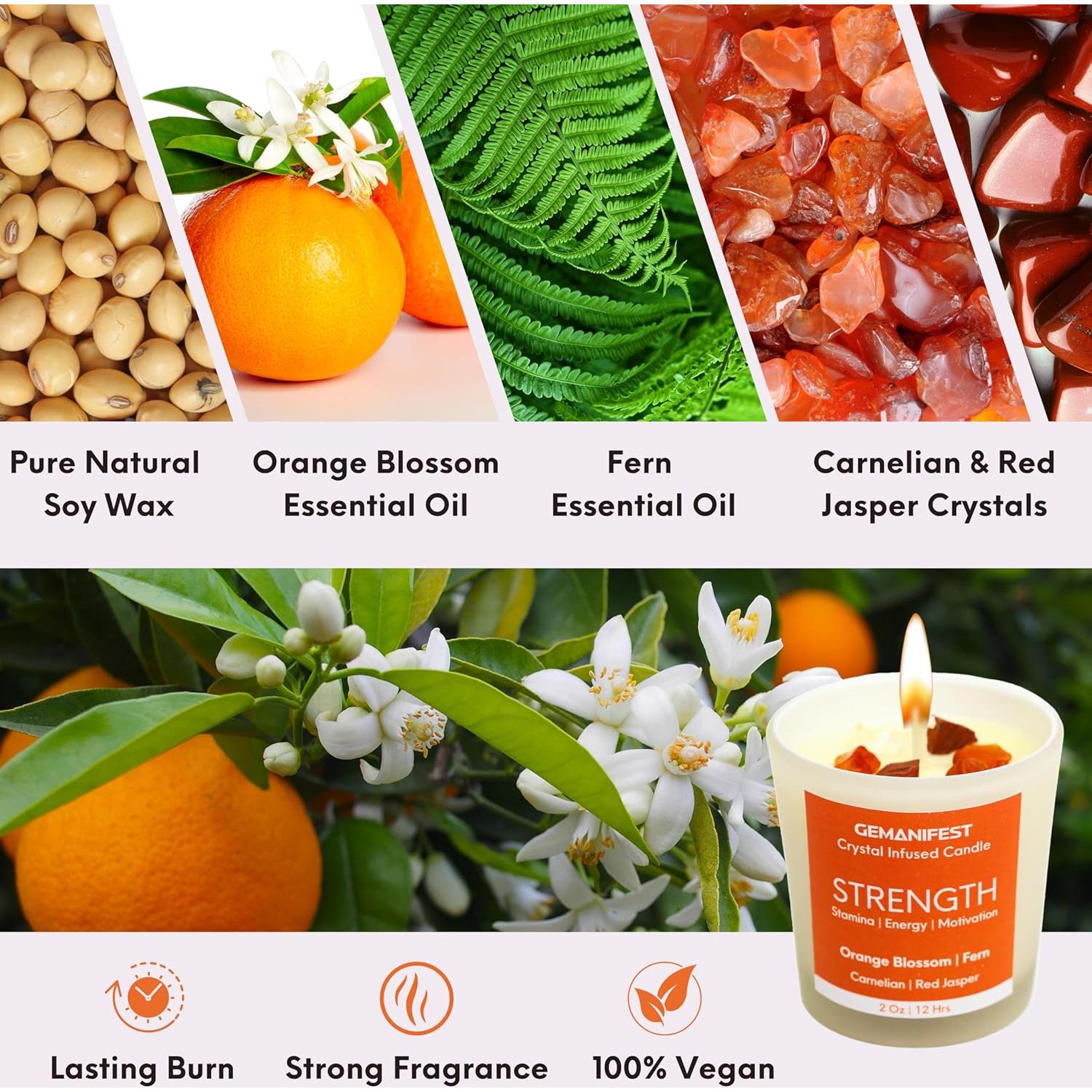 Vela de Cristal de Vigor con Cera de Soya y Aromas Naturales