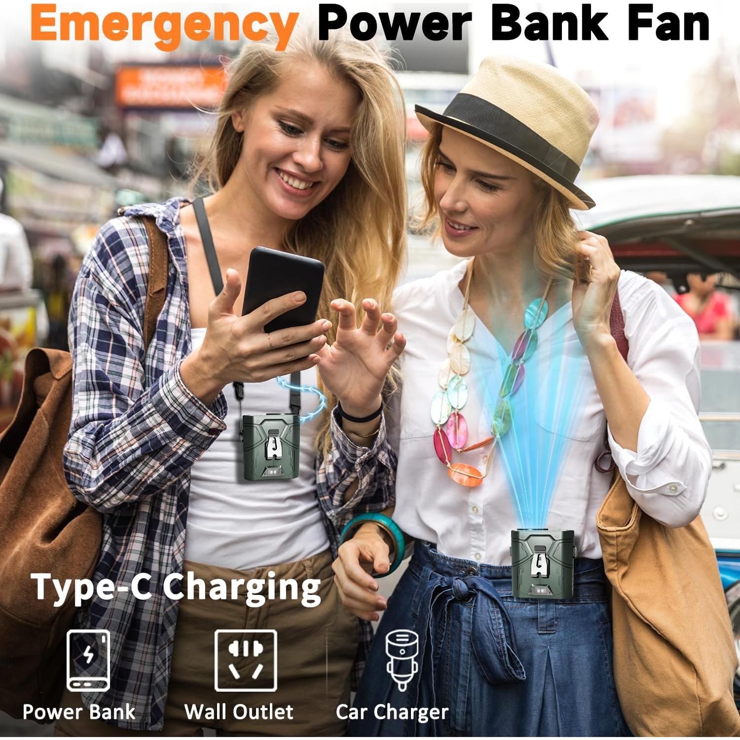 Ventilador Portátil Clip-On RAOUOEN 20000mAh 60H Verde Militar