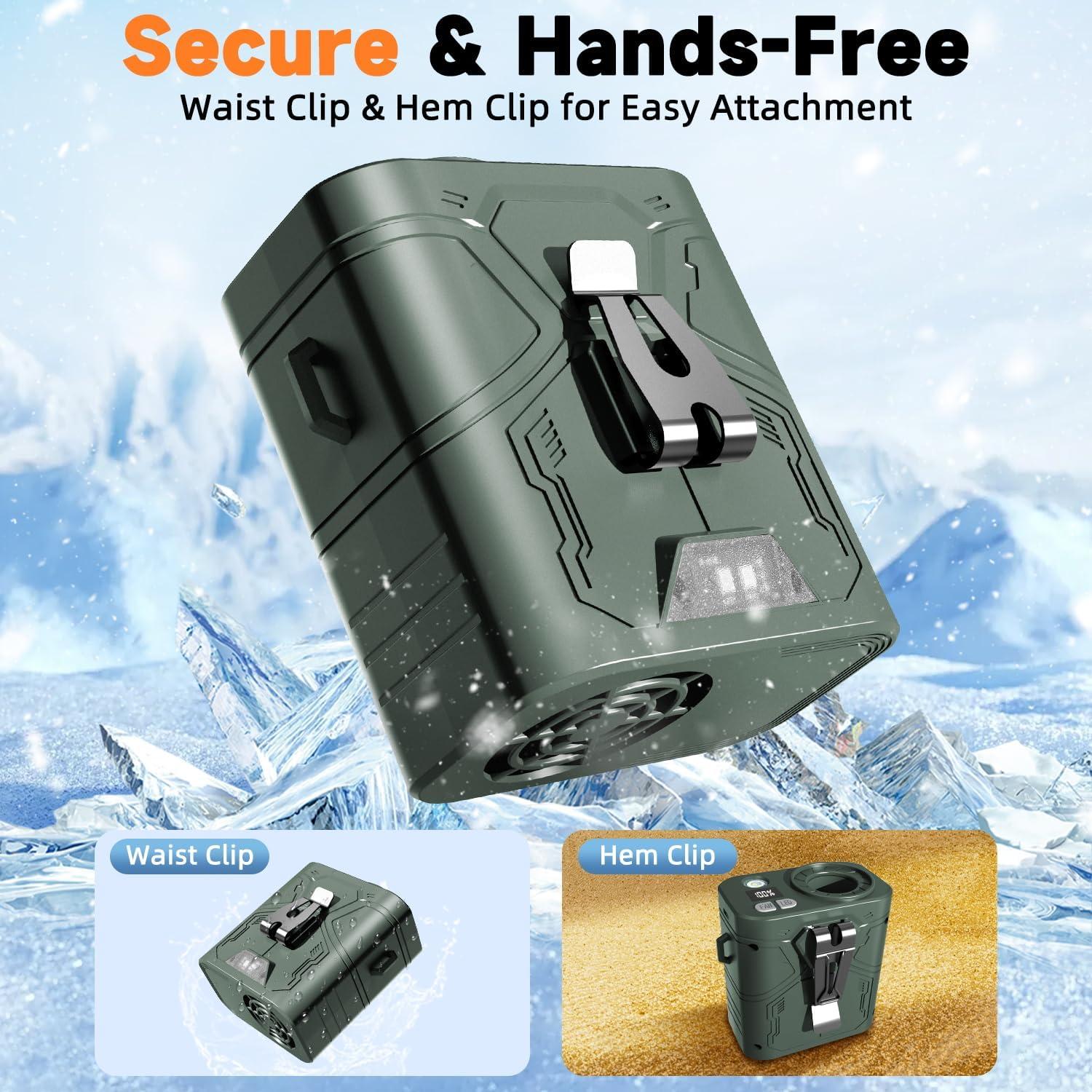 Ventilador Portátil Clip-On RAOUOEN 20000mAh 60H Verde Militar