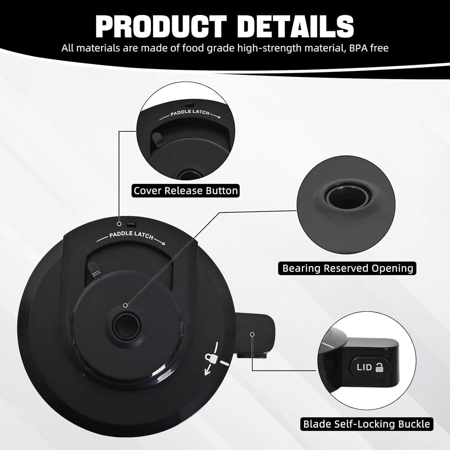 For NC301 Ice Cream Maker Outer Bowl Lid Compatible Ninja NC299AMZ/NC301/NC300/NC201/NC101 Series (NO Paddle),Ice Cream Maker Accessories,Replacement Ninja Outer Bowl Lid.