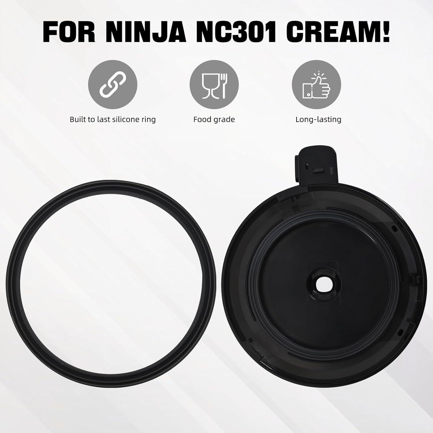 For NC301 Ice Cream Maker Outer Bowl Lid Compatible Ninja NC299AMZ/NC301/NC300/NC201/NC101 Series (NO Paddle),Ice Cream Maker Accessories,Replacement Ninja Outer Bowl Lid.