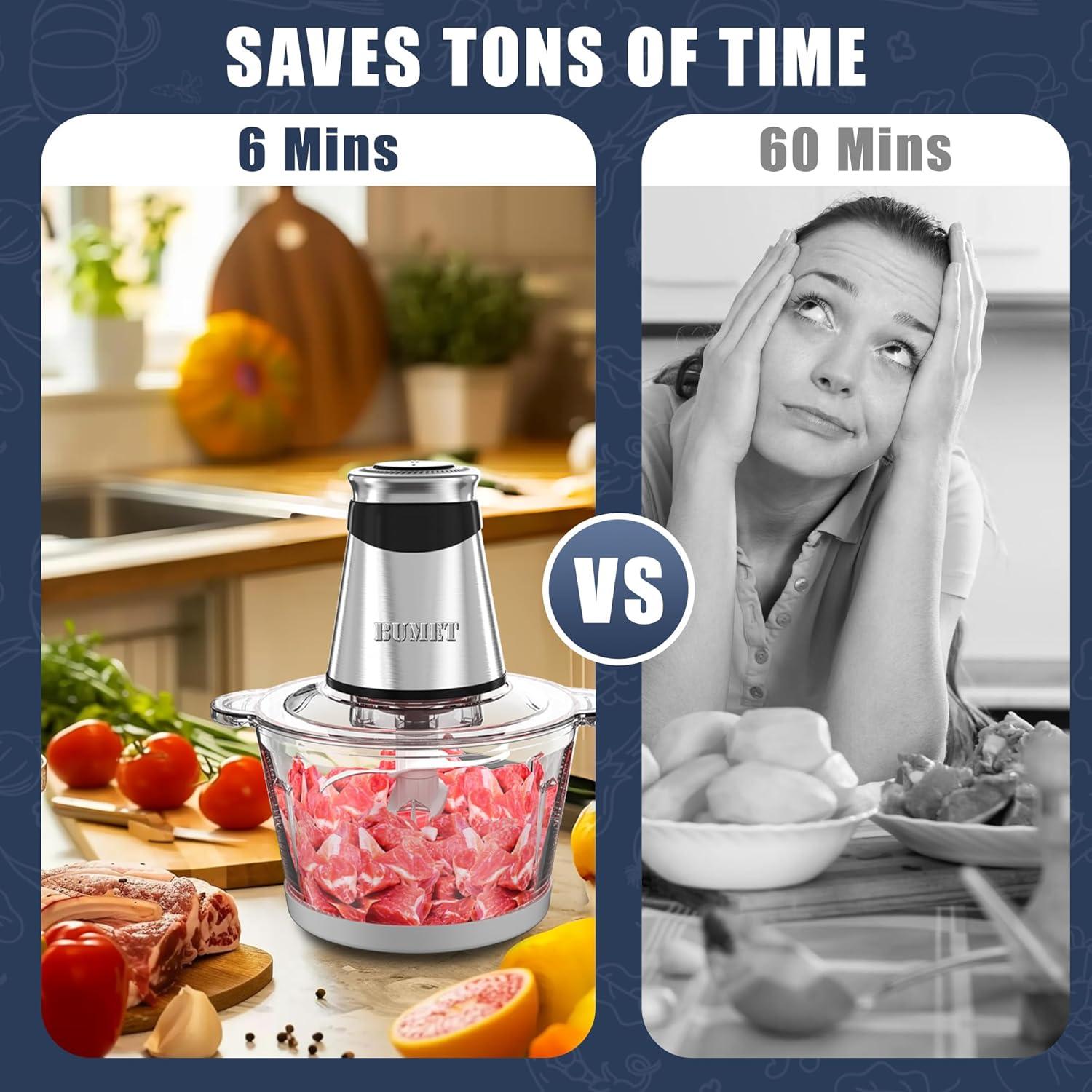 Procesador de Alimentos BUMET 500W 2L 8Tazas Acero Inoxidable