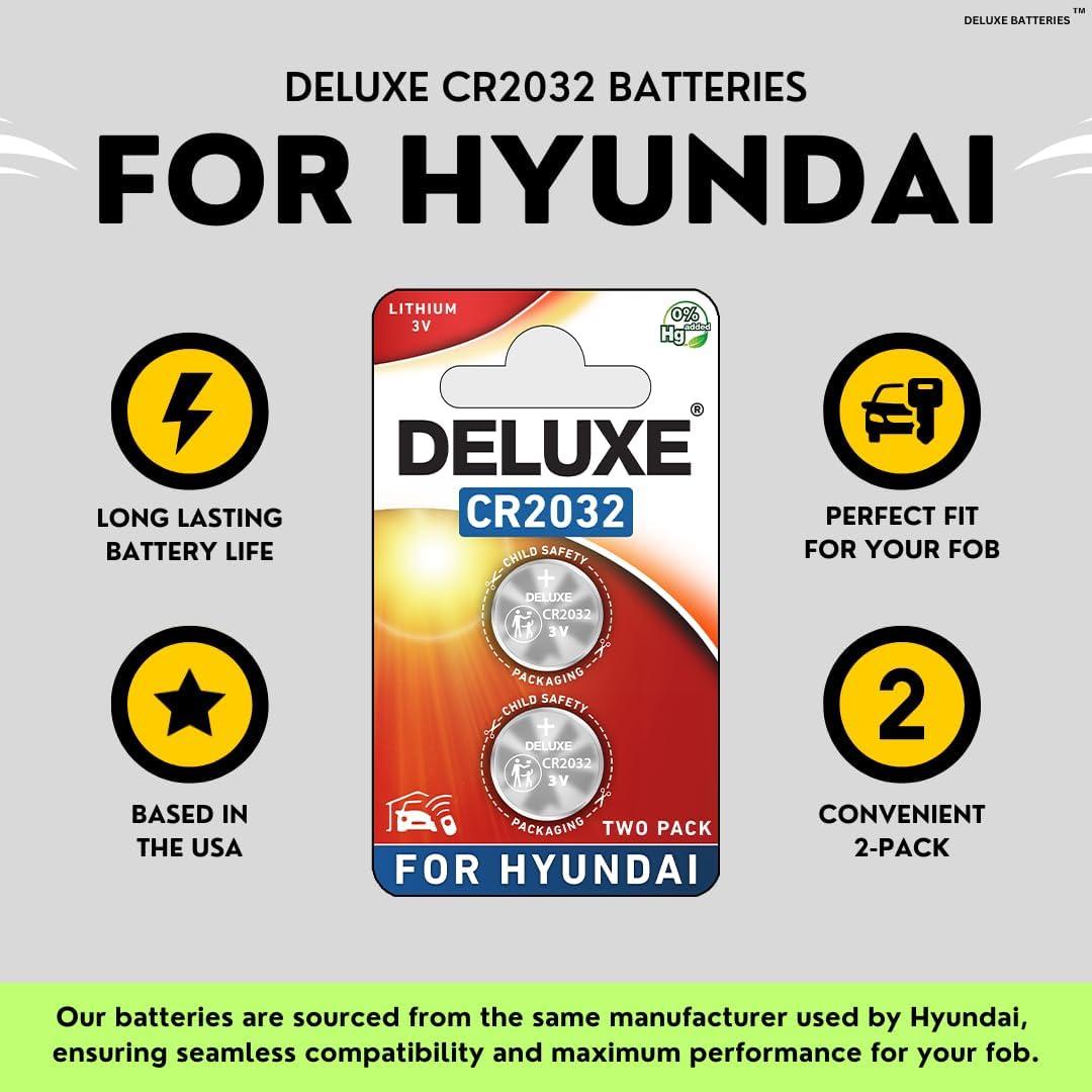 Baterías CR2032 Deluxe para llaveros Hyundai (Paquete de 2)
