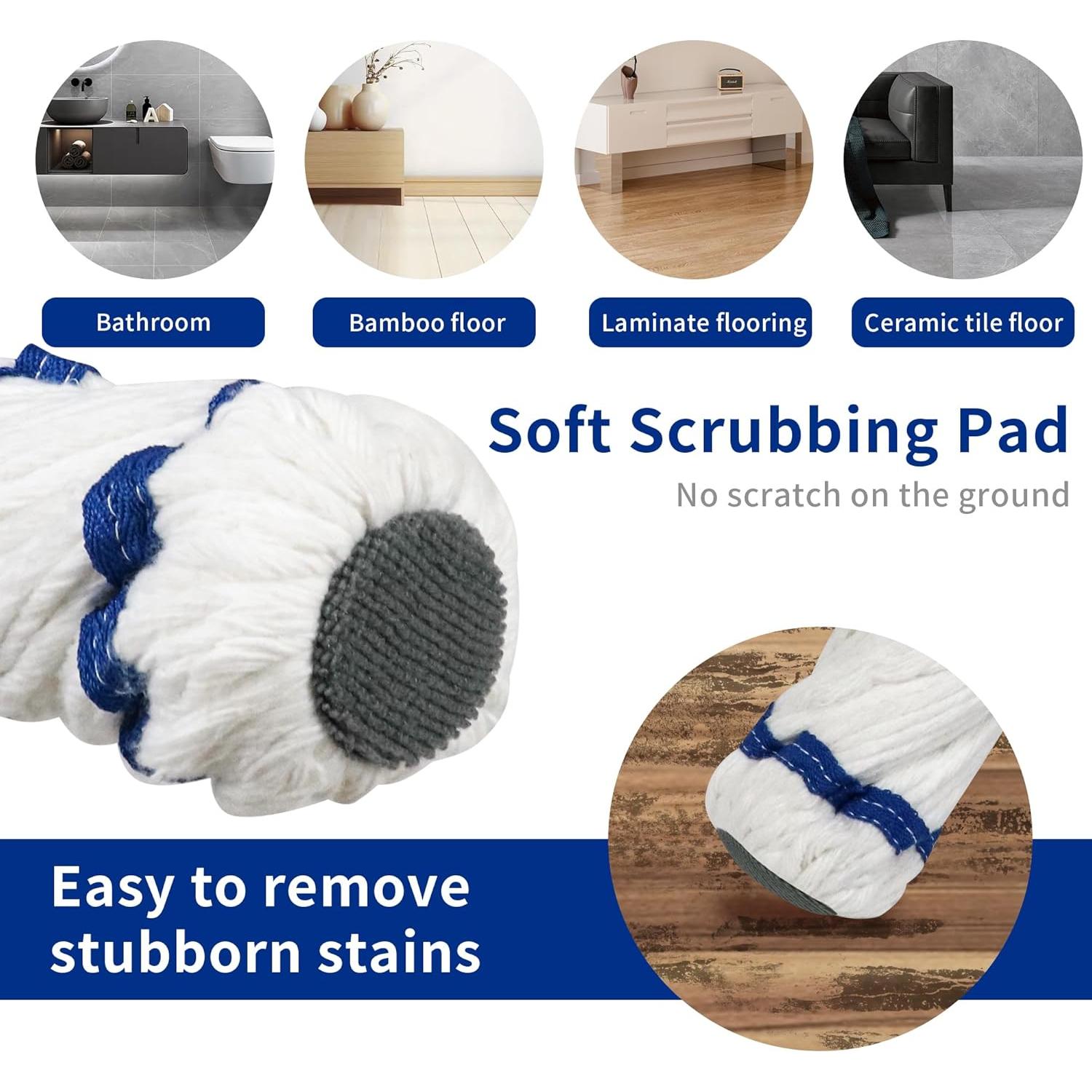 Self-Wringing Twist Mop Cotton Rotating Dry & Wet Mops with Long Handled for Floor Cleaning Kitchen Bathroom Hardwood Vinyl Tile Laminate Household Office