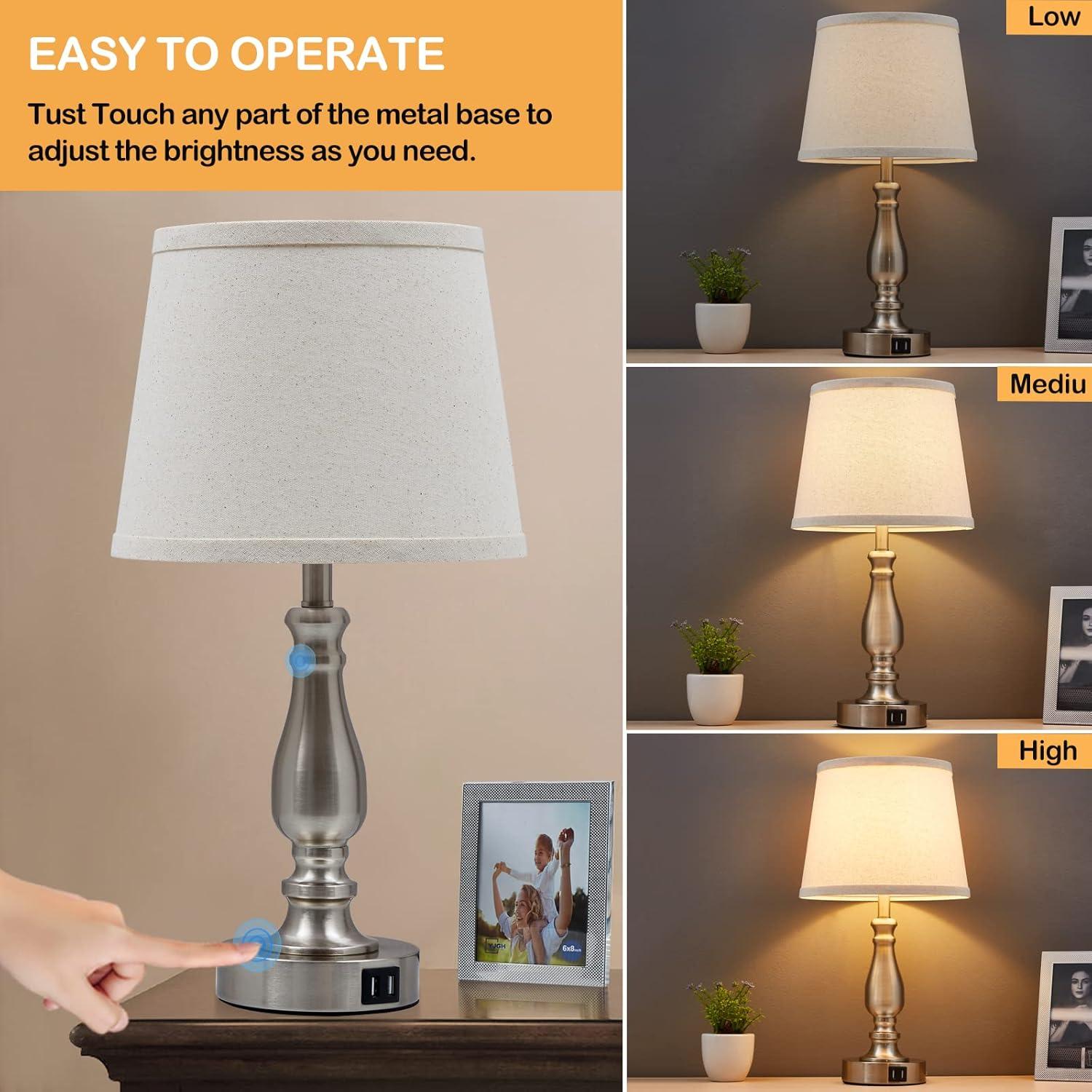 Juego de 2 Lámparas de Noche EJIAXIN con USB y Regulable