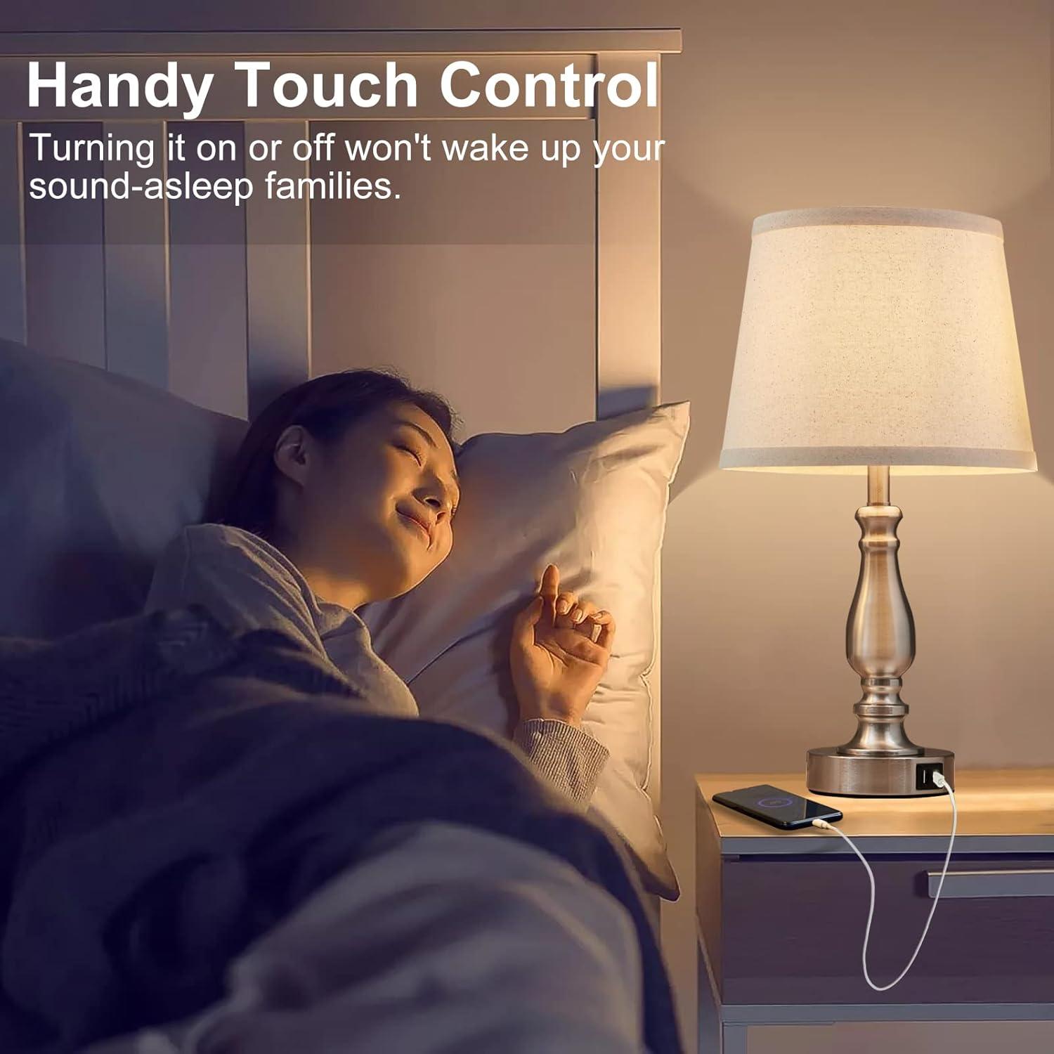 Juego de 2 Lámparas de Noche EJIAXIN con USB y Regulable