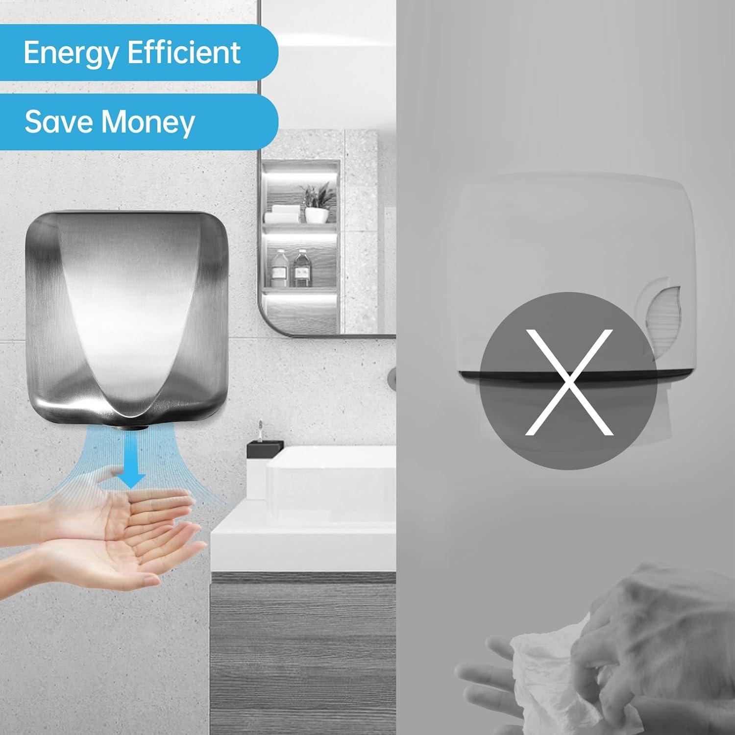 Secador de manos automático Afranti 1800W acero inoxidable