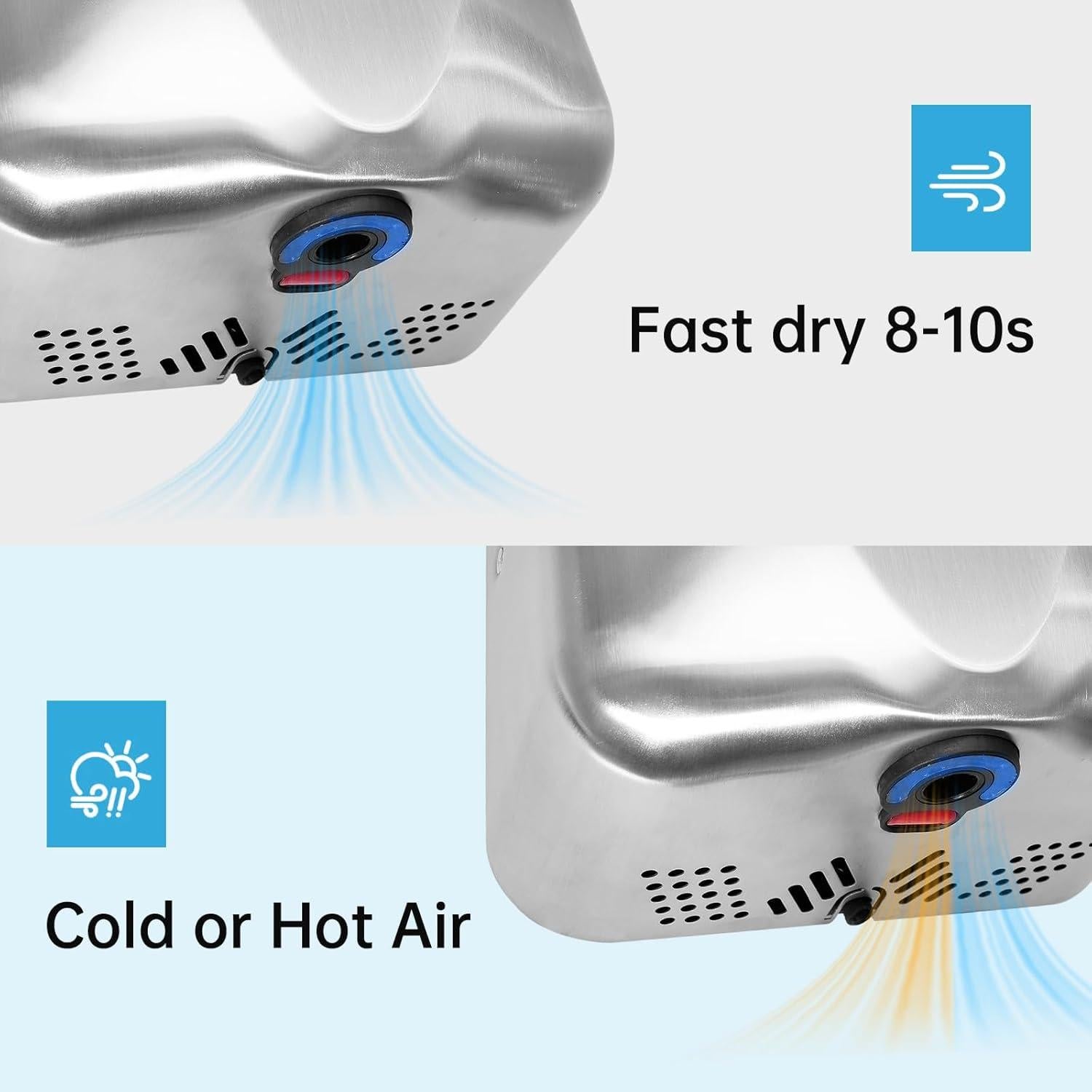 Secador de manos automático Afranti 1800W acero inoxidable