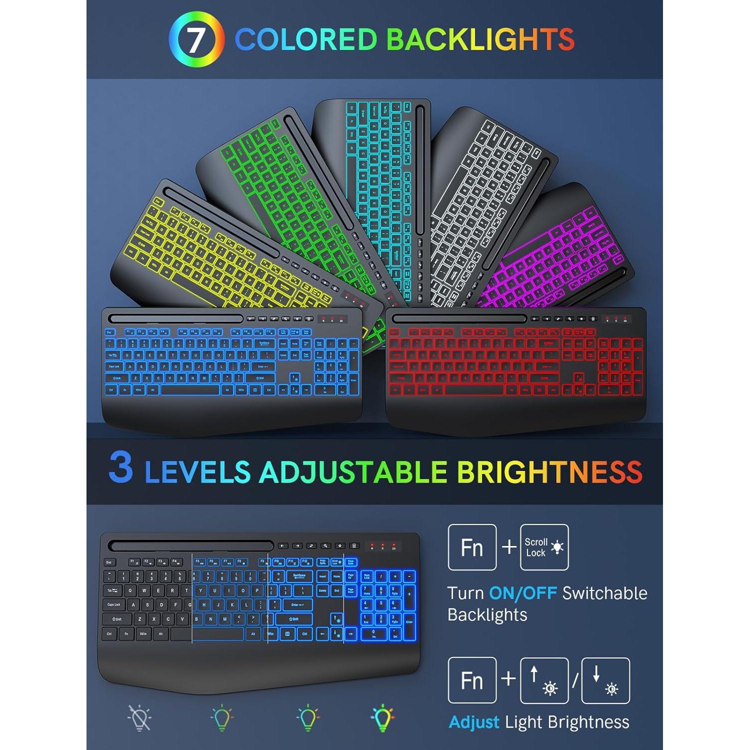 Combo Teclado y Ratón Inalámbricos Trueque - Retroiluminación 7 Colores