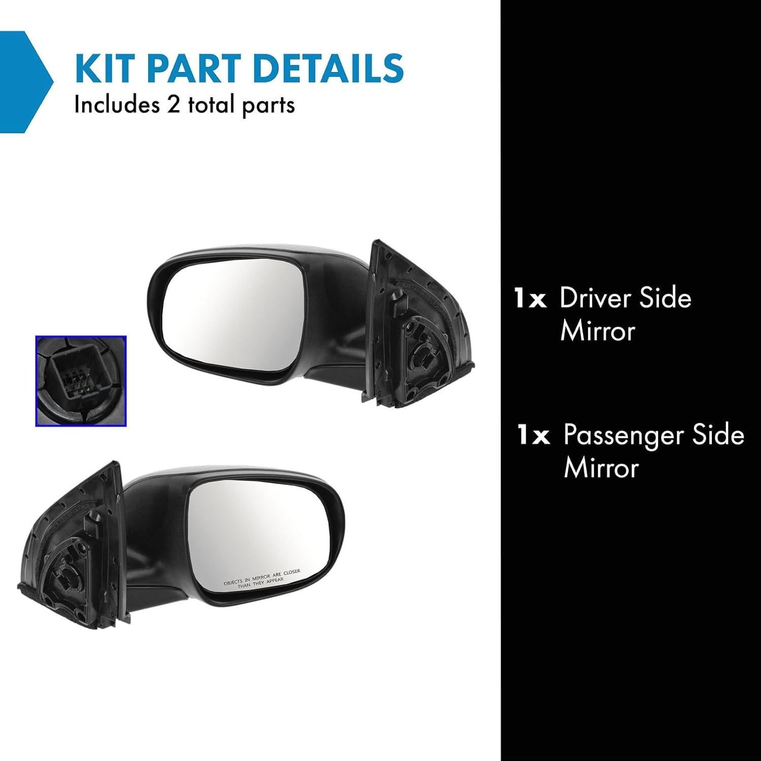 Juego de Espejos Laterales TRQ para Hyundai Accent 2010-2011