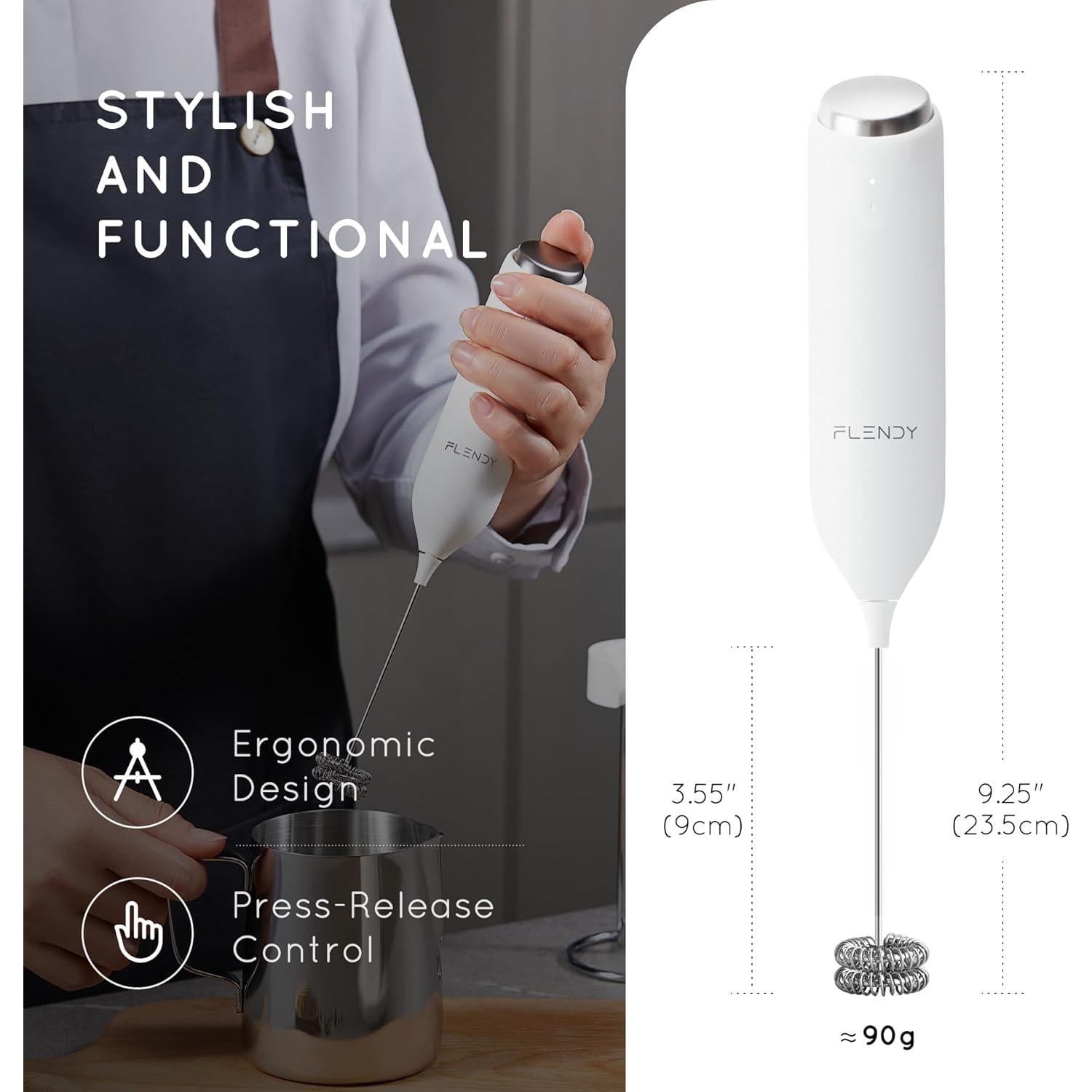 Espumador de Leche Recargable Flendy con Soporte USB-C