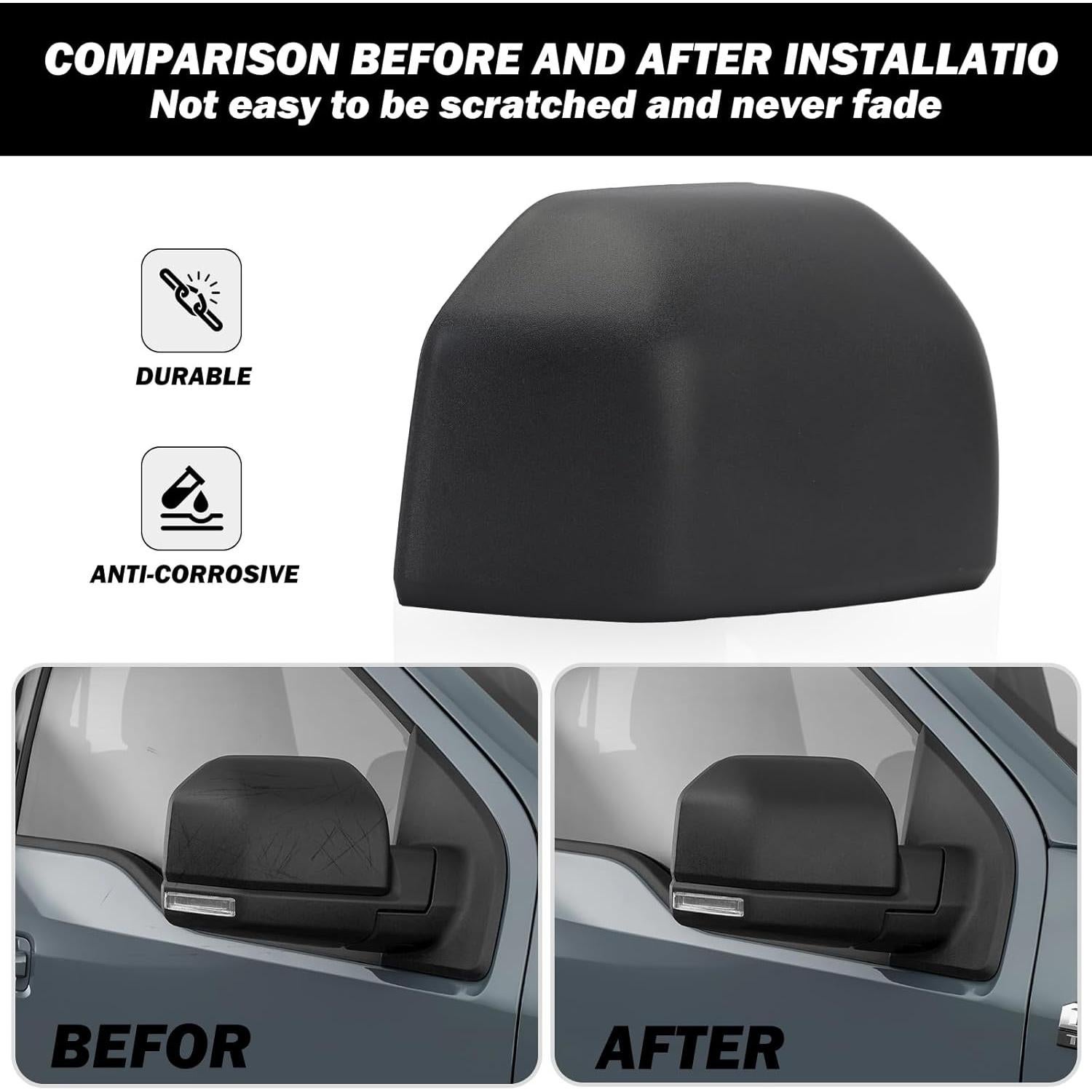 Tapa de Espejo Derecho MOFOAP para Ford F150 2015-2020 Negro