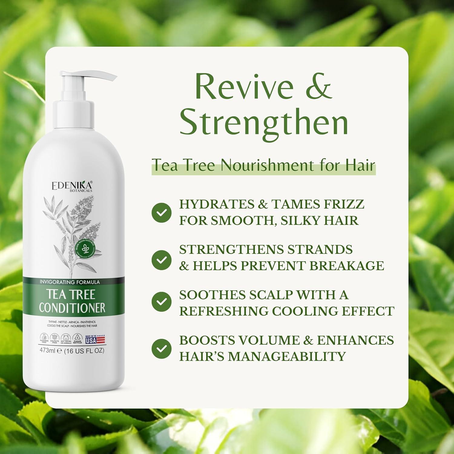 Tea Tree Conditioner with Thyme, Nettle & Arnica, 16 fl oz, Invigorating & Nourishing Formula, Vegan, Sulfate-Free, Paraben-Free, for All Hair Types