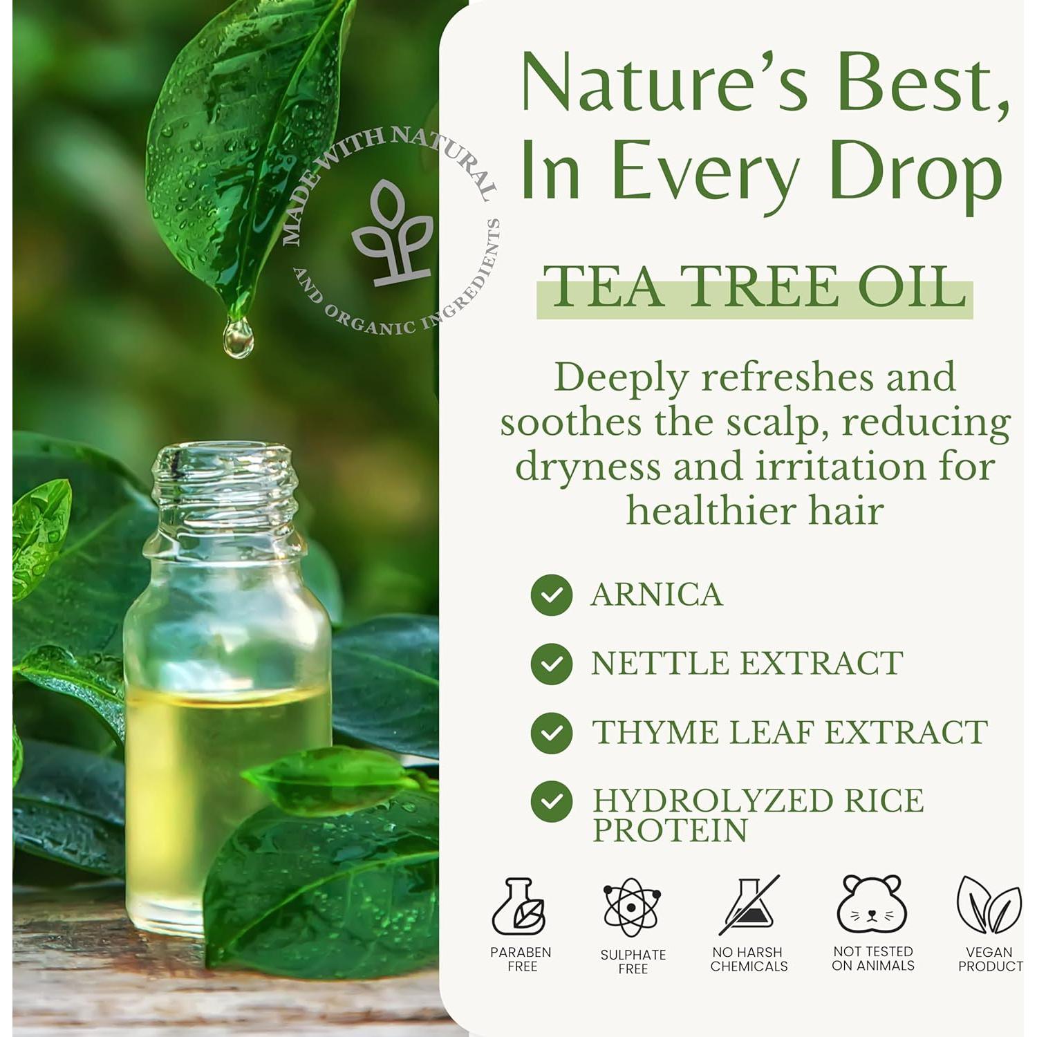 Tea Tree Conditioner with Thyme, Nettle & Arnica, 16 fl oz, Invigorating & Nourishing Formula, Vegan, Sulfate-Free, Paraben-Free, for All Hair Types