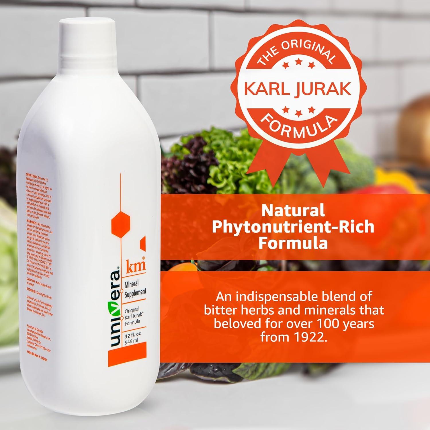 Univera km, Liquid Potassium Supports, Mineral Supplement - 32 fl oz (1PK), Body's pH Blood Balance, Original Karl Jurak fomula, Earthy Taste (30-Day Supply)