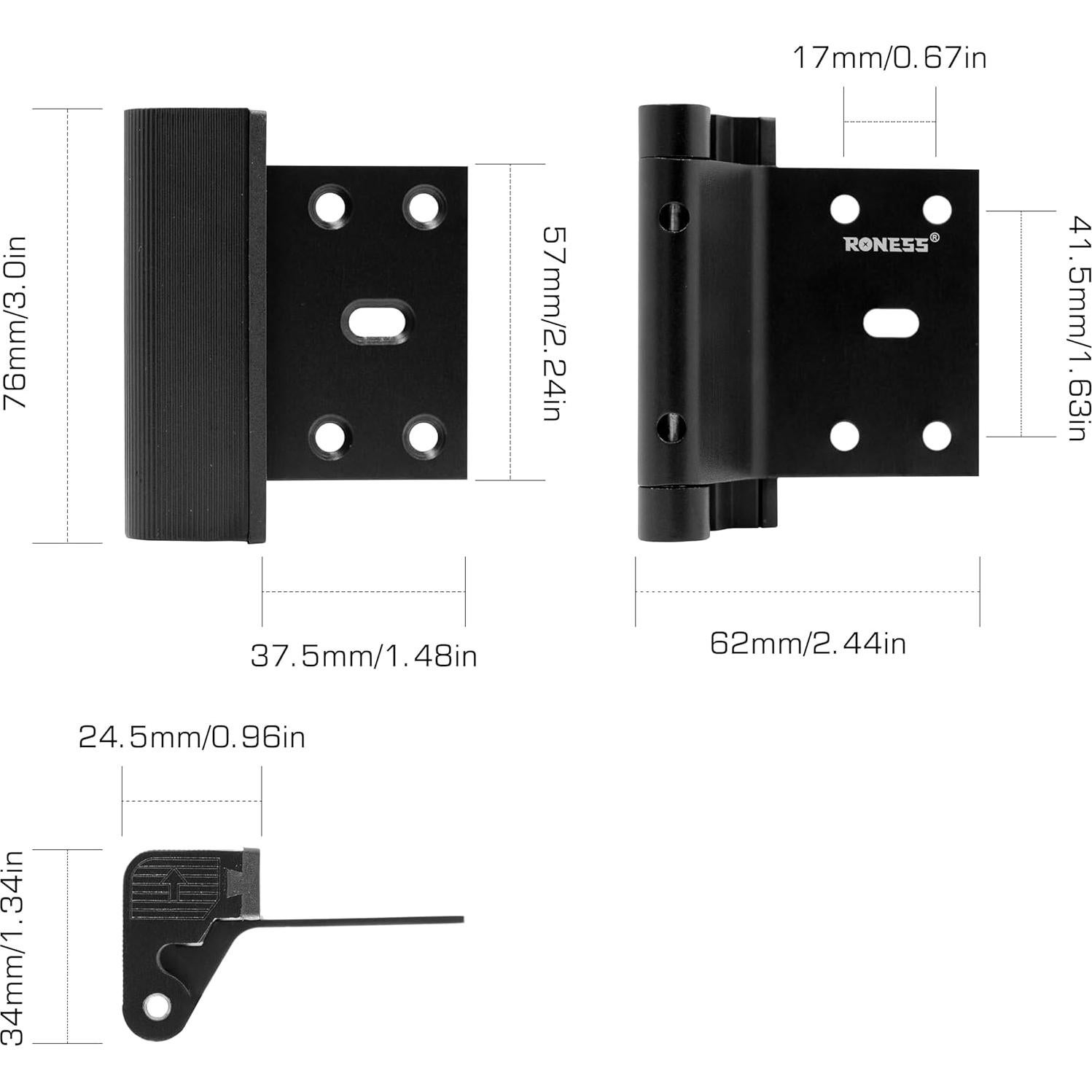 Cerradura de Refuerzo RONESS para Puerta Negra 7.62 cm