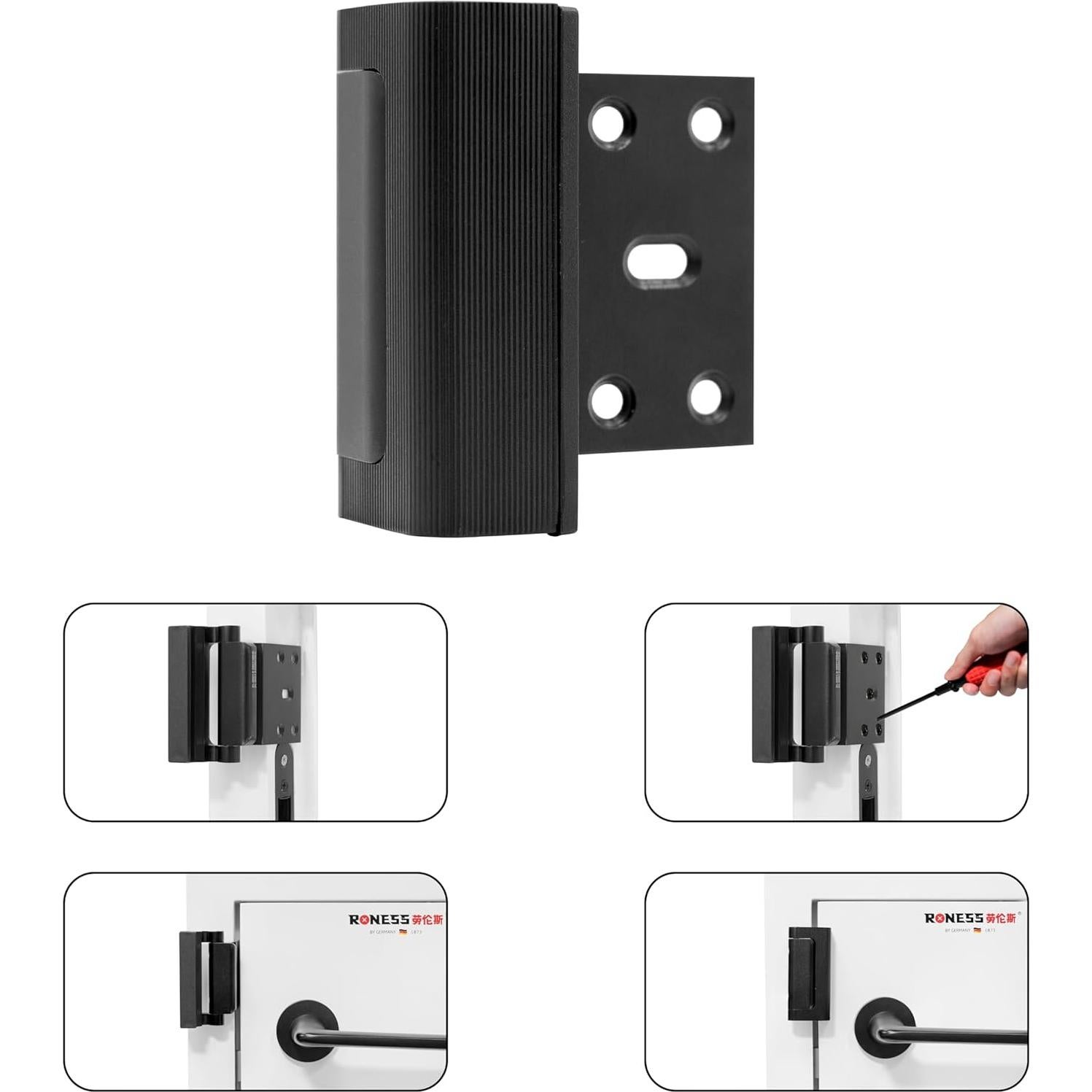 Cerradura de Refuerzo RONESS para Puerta Negra 7.62 cm