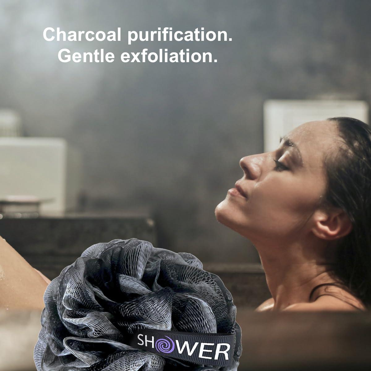Set de Esfuma y Esponjas de Baño Loofah-Carbón 3 Piezas