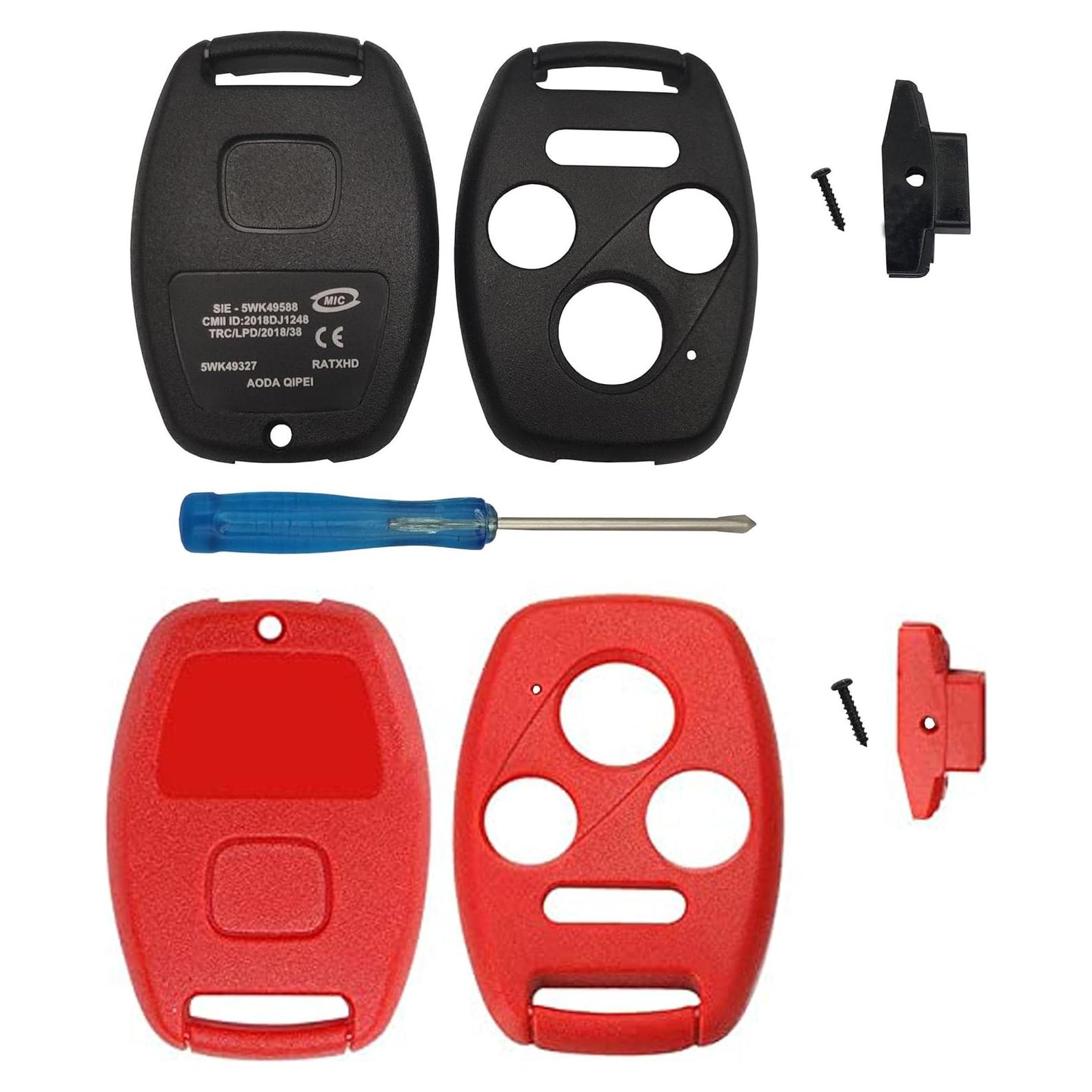 Carcasa Llave Honda 3 Botones BINOWEN Rojo y Negro