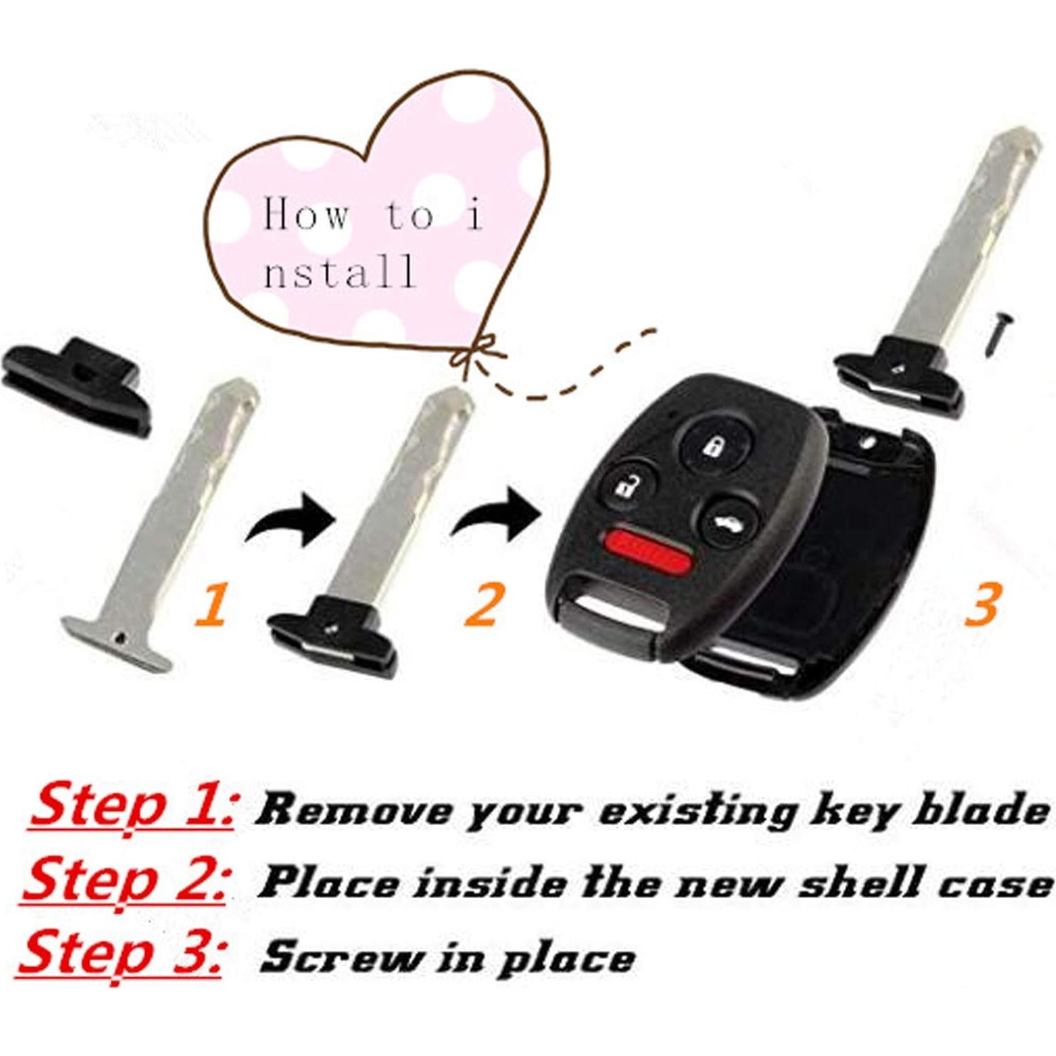 Carcasa Llave Honda 3 Botones BINOWEN Rojo y Negro