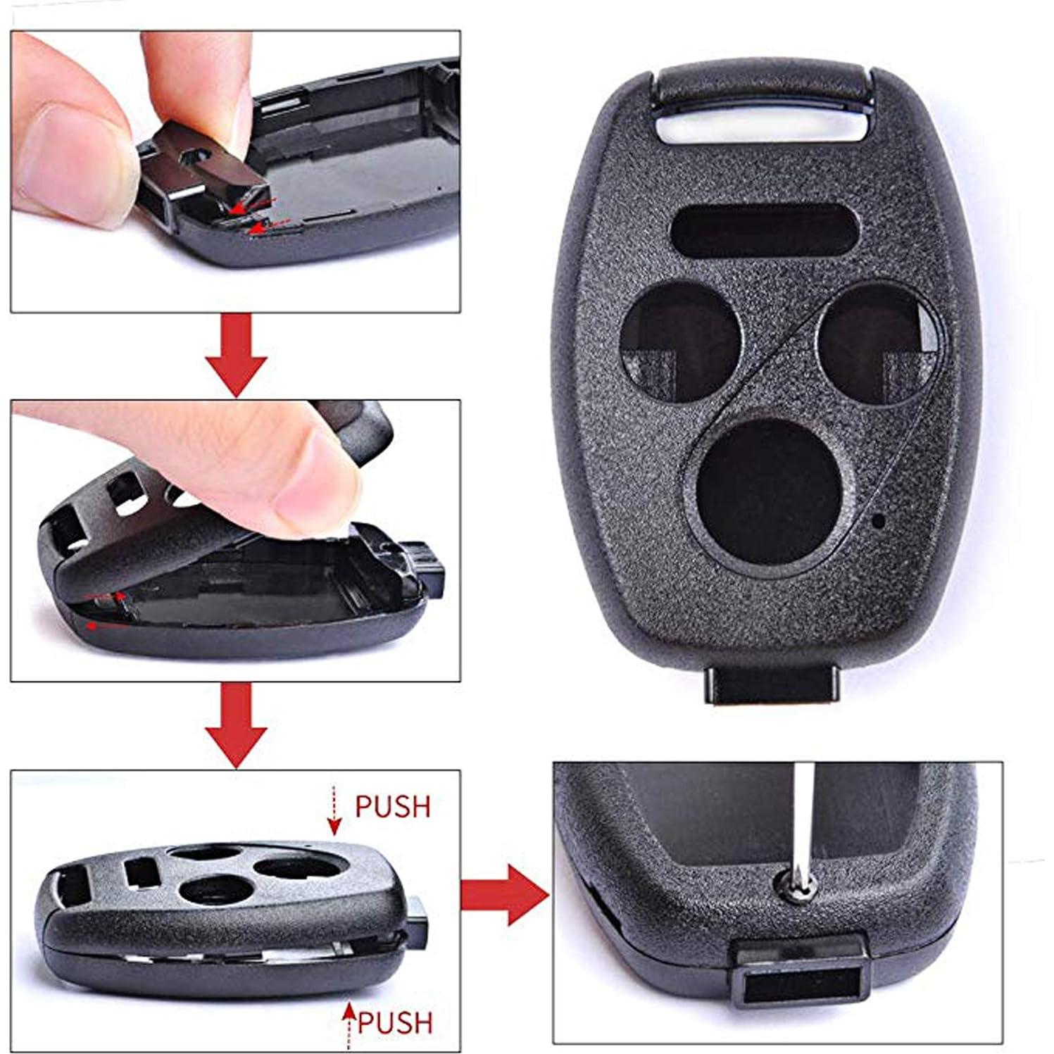 Carcasa Llave Honda 3 Botones BINOWEN Rojo y Negro