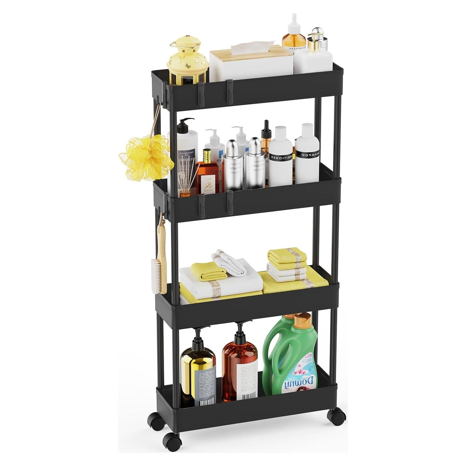 Carrito de Almacenamiento Rodante LEHOM 4 Niveles Negro 13 cm