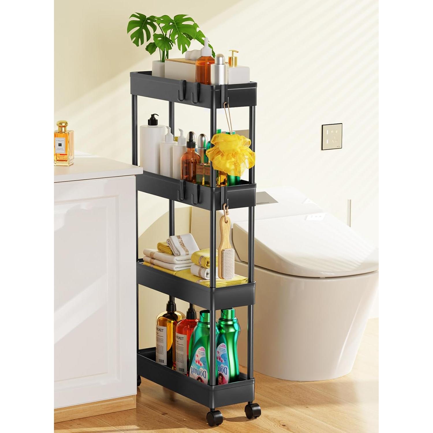 Carrito de Almacenamiento Rodante LEHOM 4 Niveles Negro 13 cm