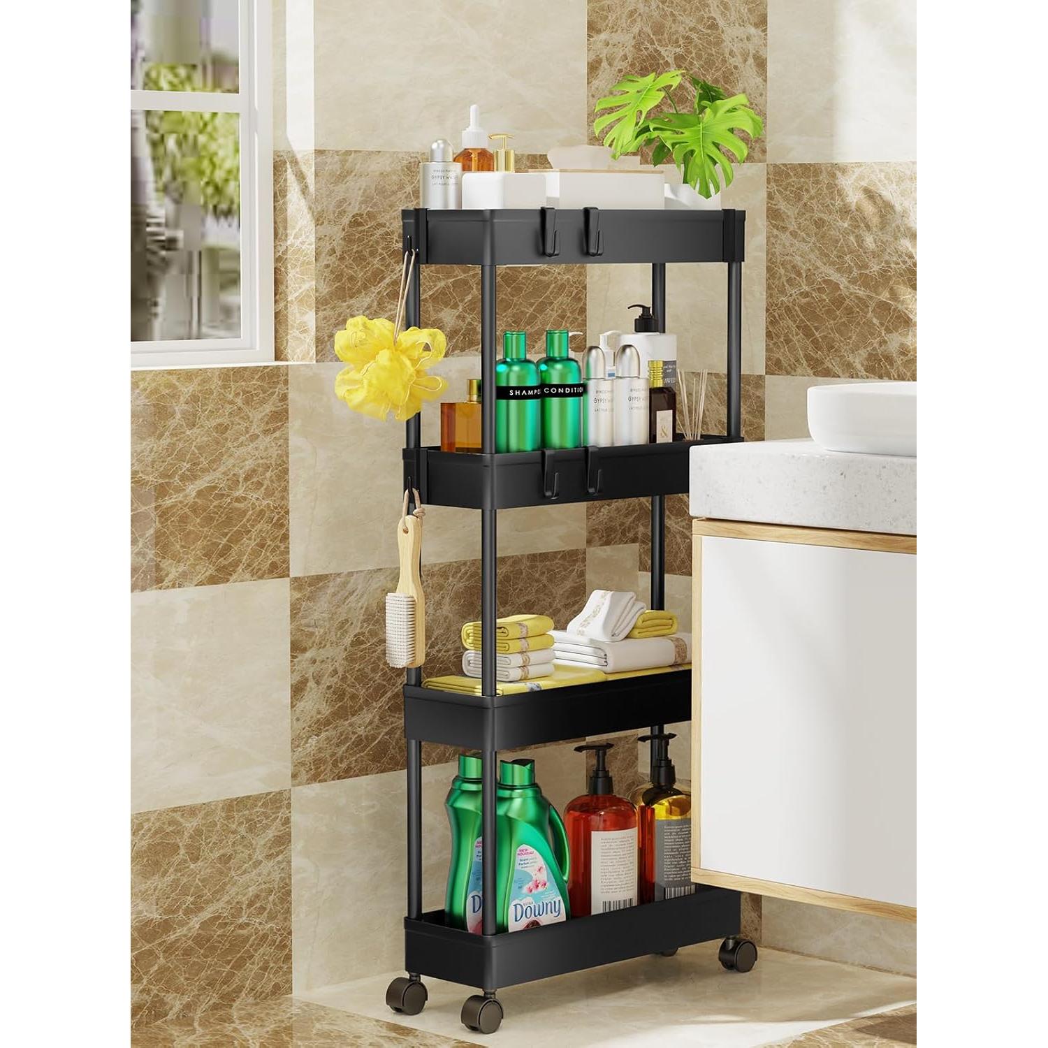 Carrito de Almacenamiento Rodante LEHOM 4 Niveles Negro 13 cm