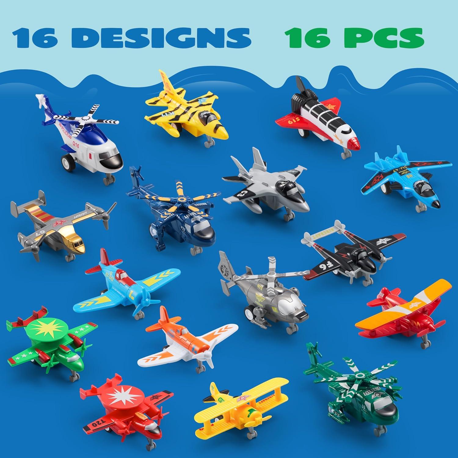 Juguetes de Aviones Retroceso Joyin 16 Piezas 11.4 cm