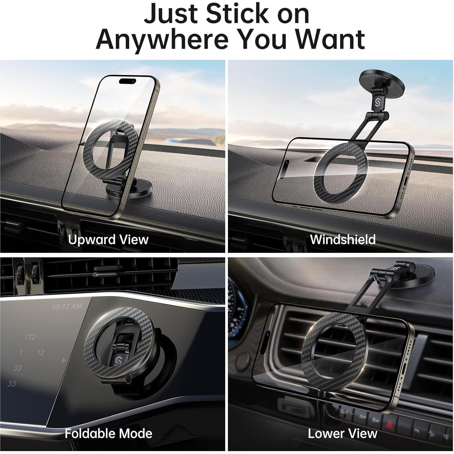 Soporte Magnético para Coche SYNCWIRE MagSafe 360° Fibra de Carbono
