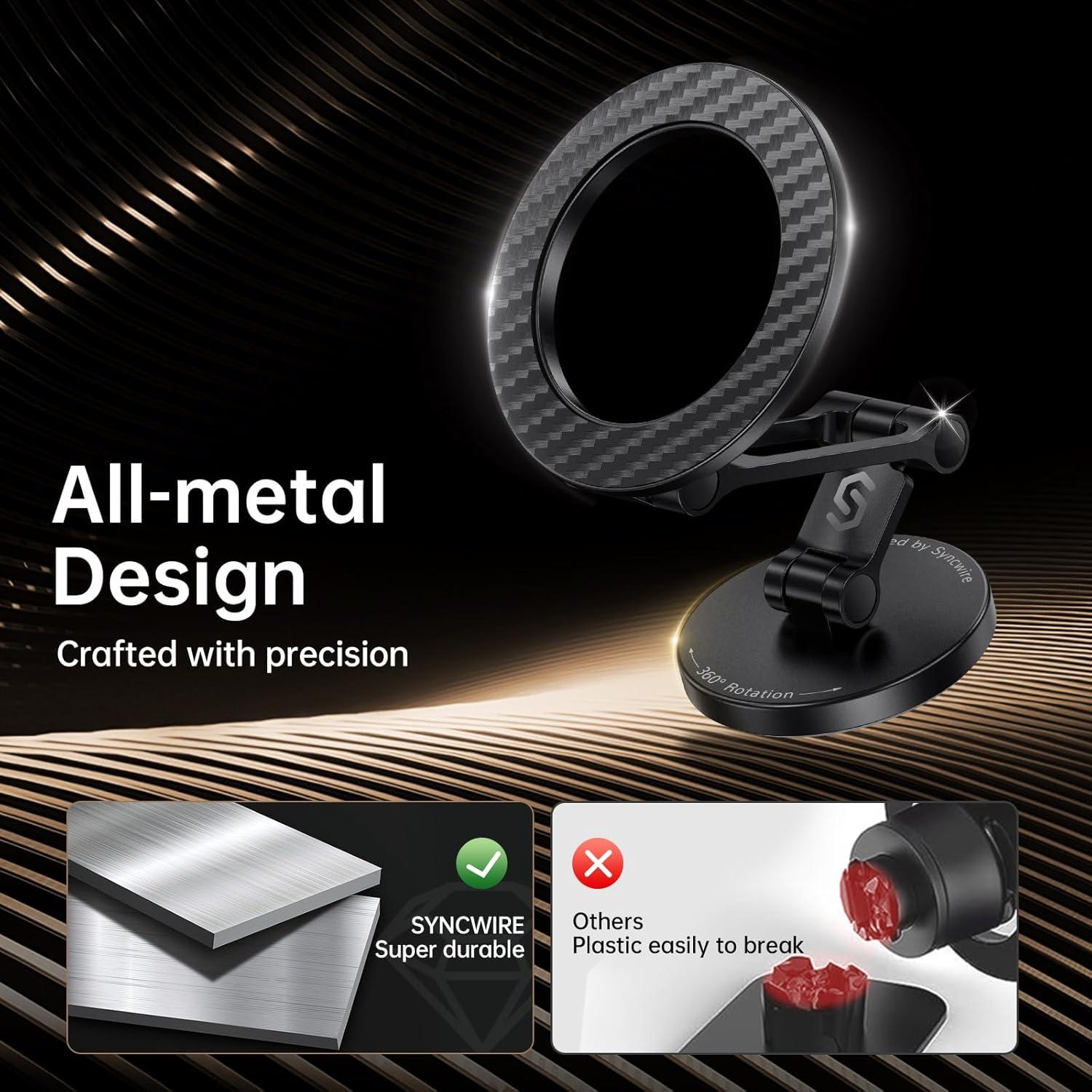 Soporte Magnético para Coche SYNCWIRE MagSafe 360° Fibra de Carbono